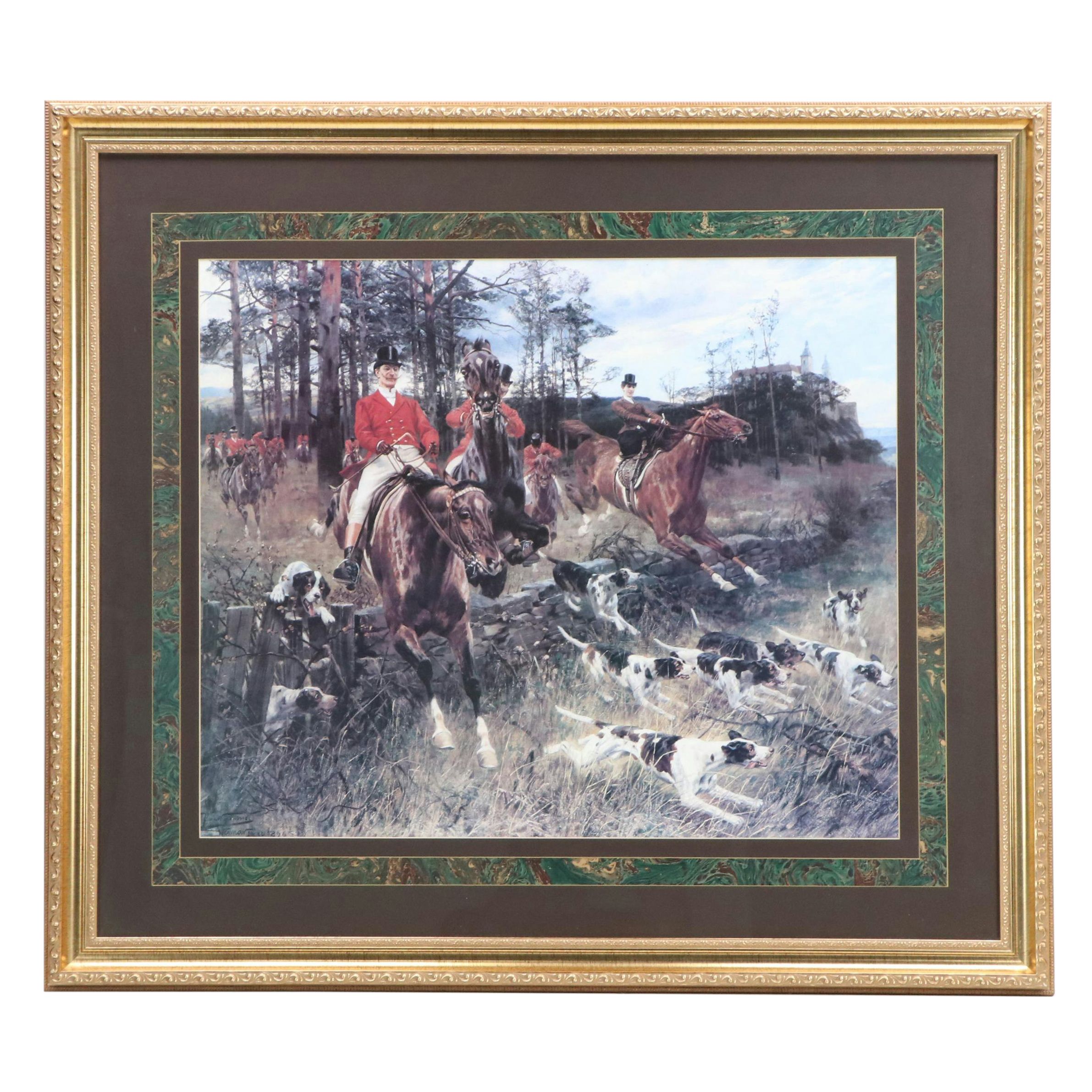 After Hans Werner Schmidt Offset Lithograph "Morning Hunt," Late 20th Century