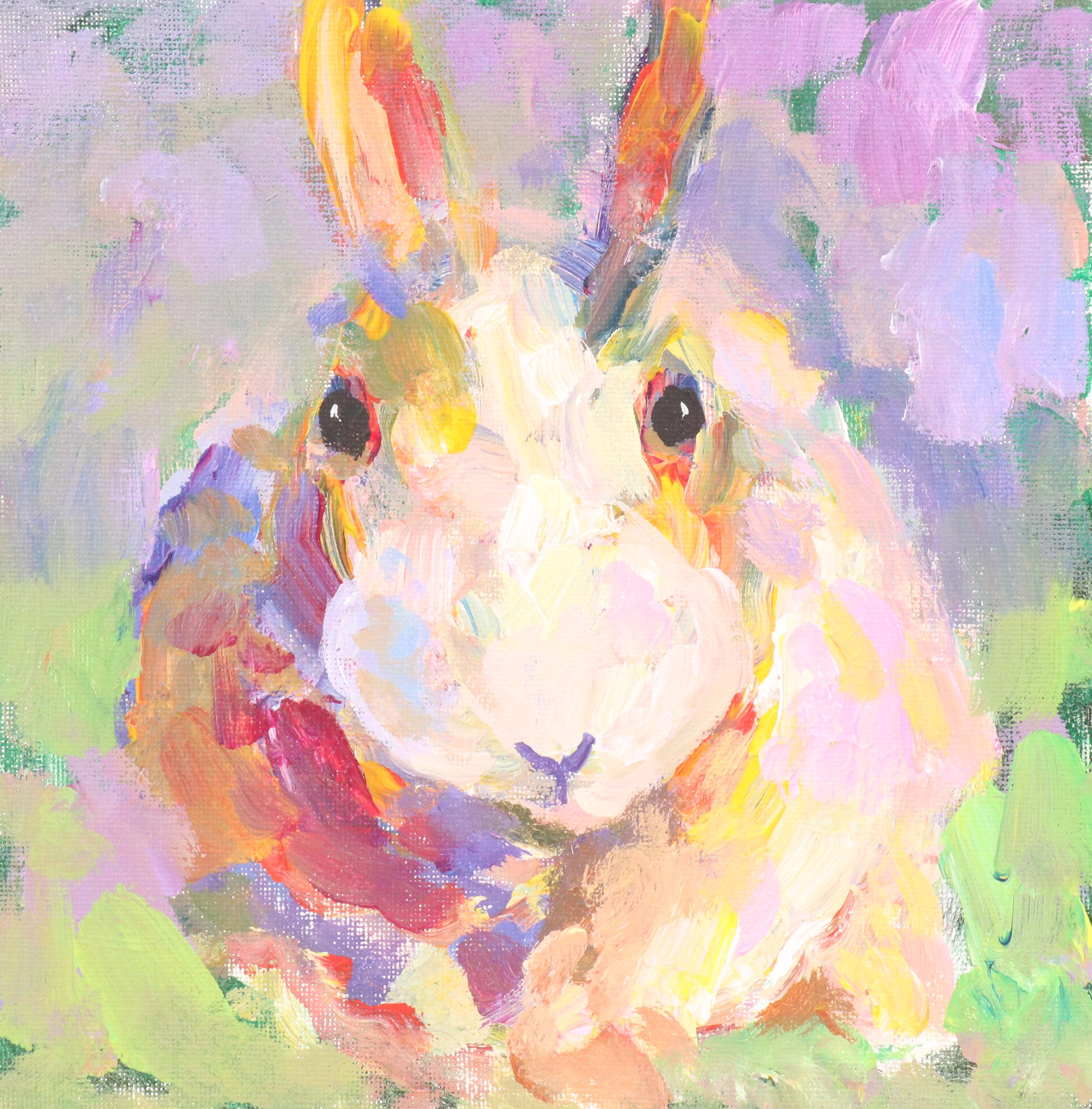 Elle Raines Stylized Acrylic Painting "Bunny," 21st Century