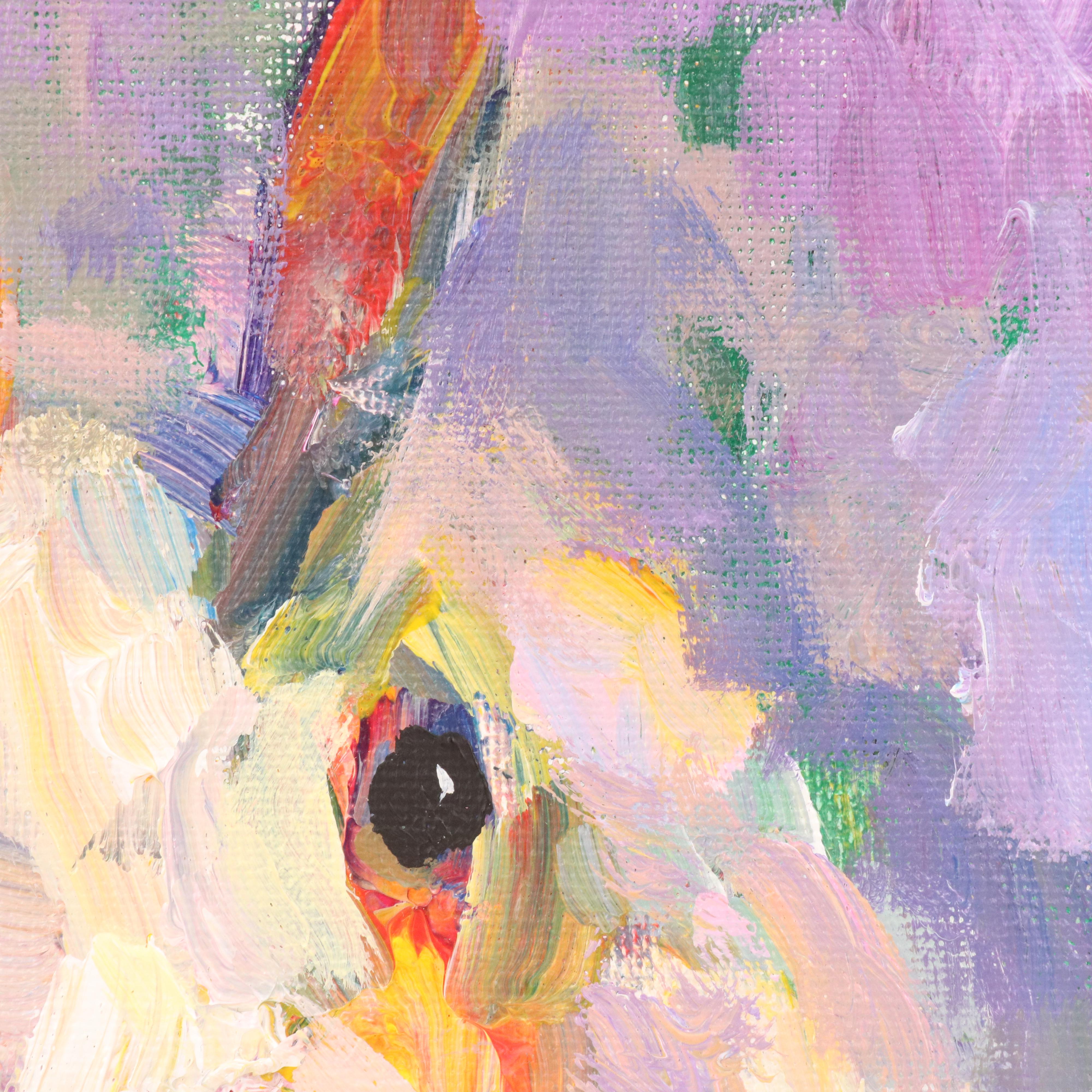 Elle Raines Stylized Acrylic Painting "Bunny," 21st Century