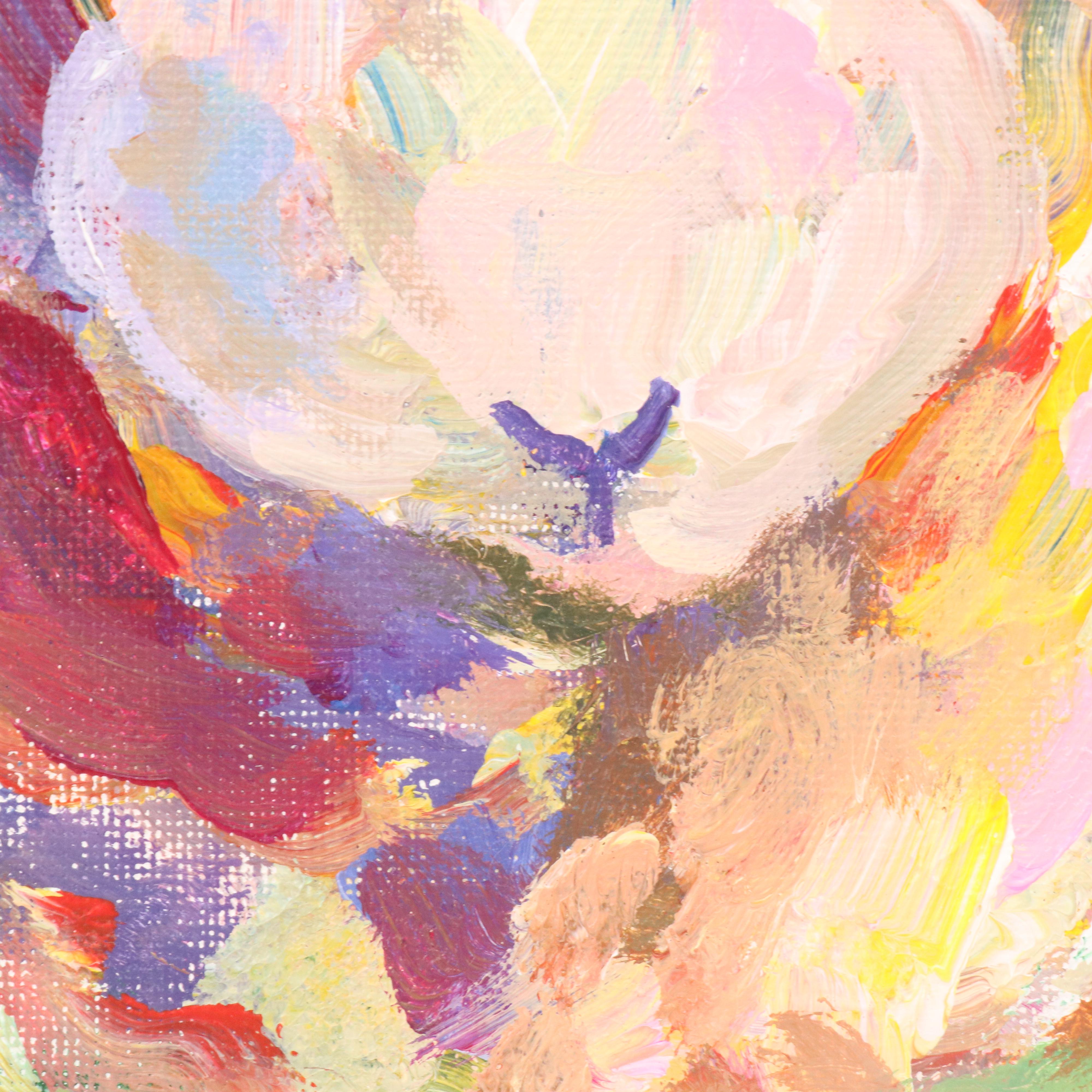 Elle Raines Stylized Acrylic Painting "Bunny," 21st Century