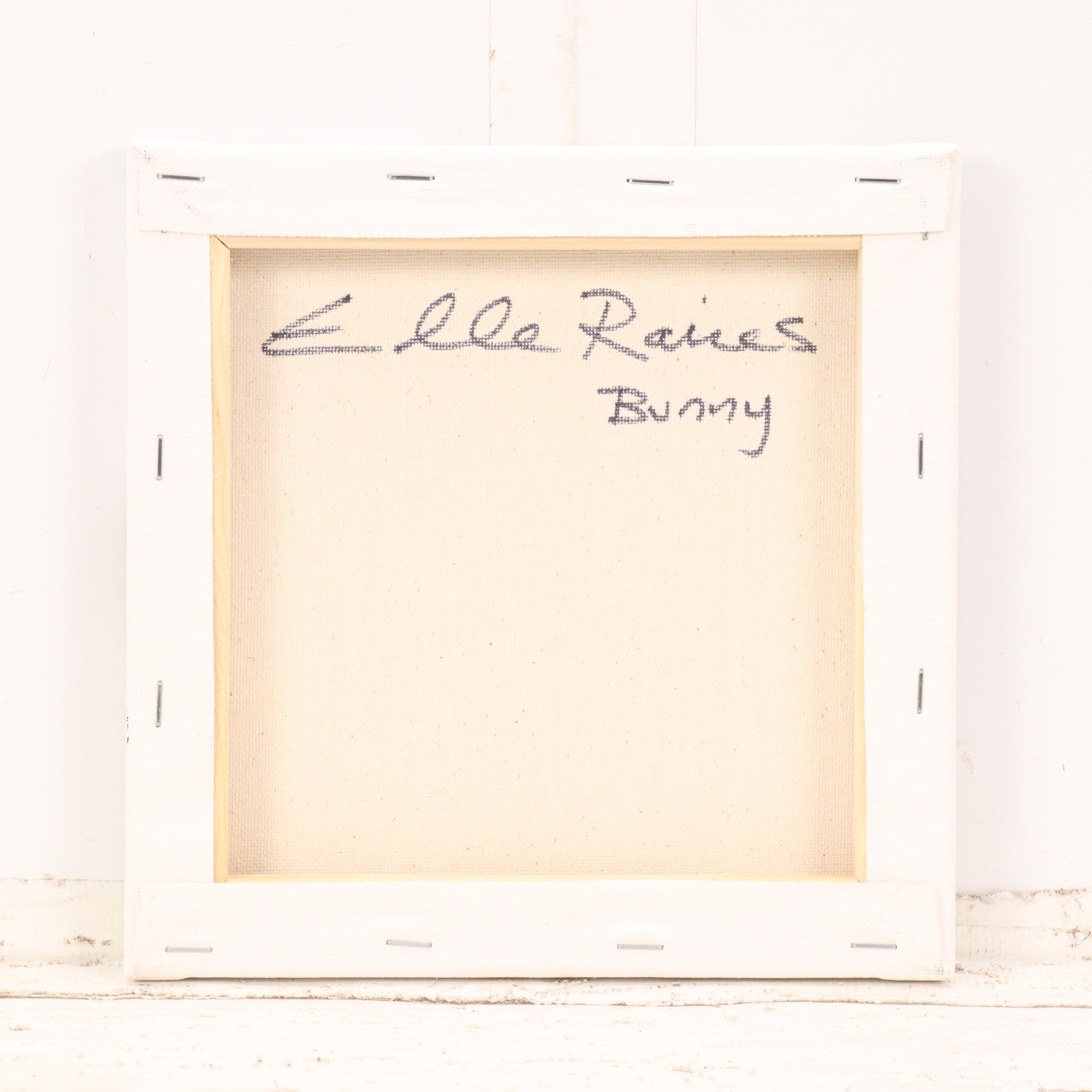 Elle Raines Stylized Acrylic Painting "Bunny," 21st Century