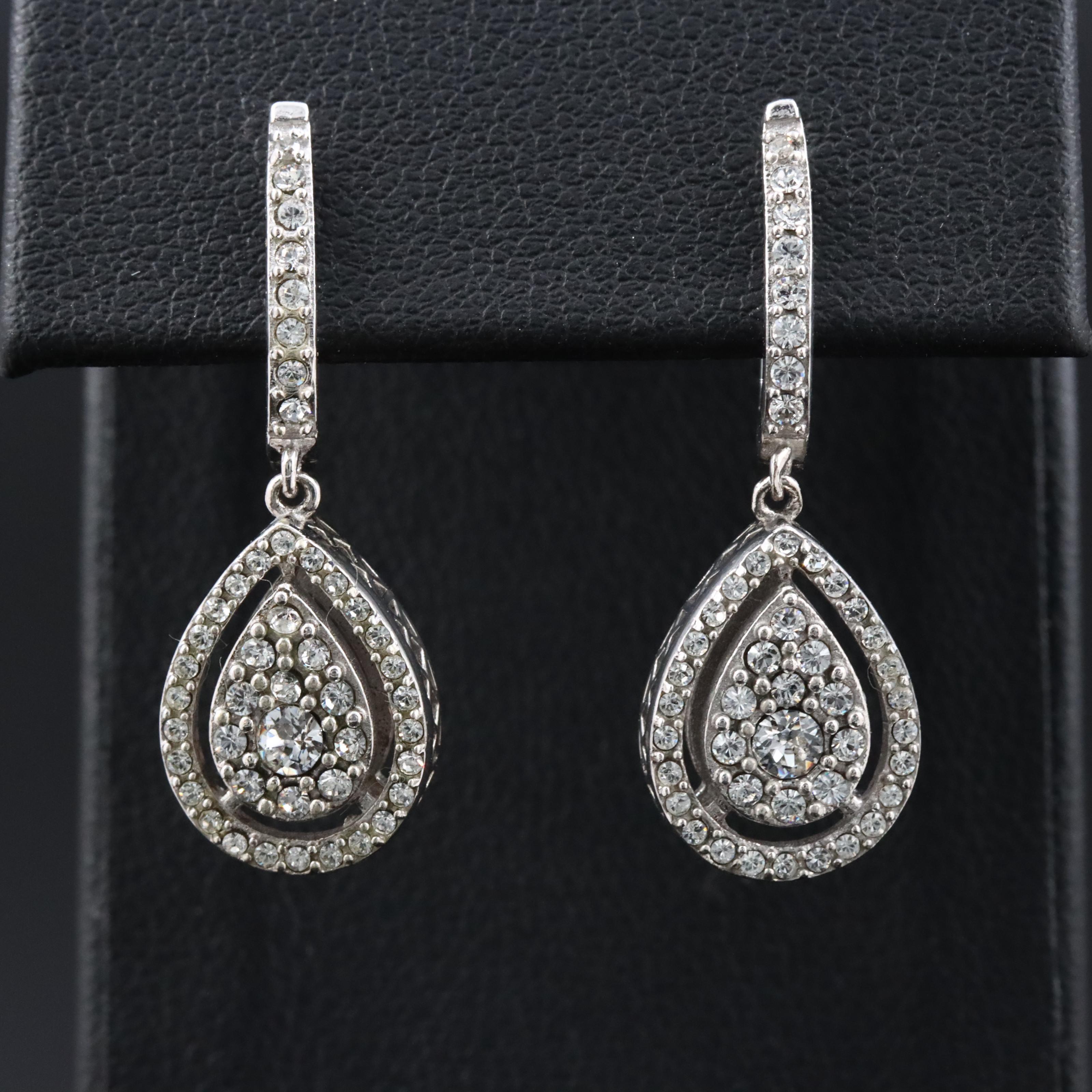 Sterling Rhinestone Teardrop Earrings