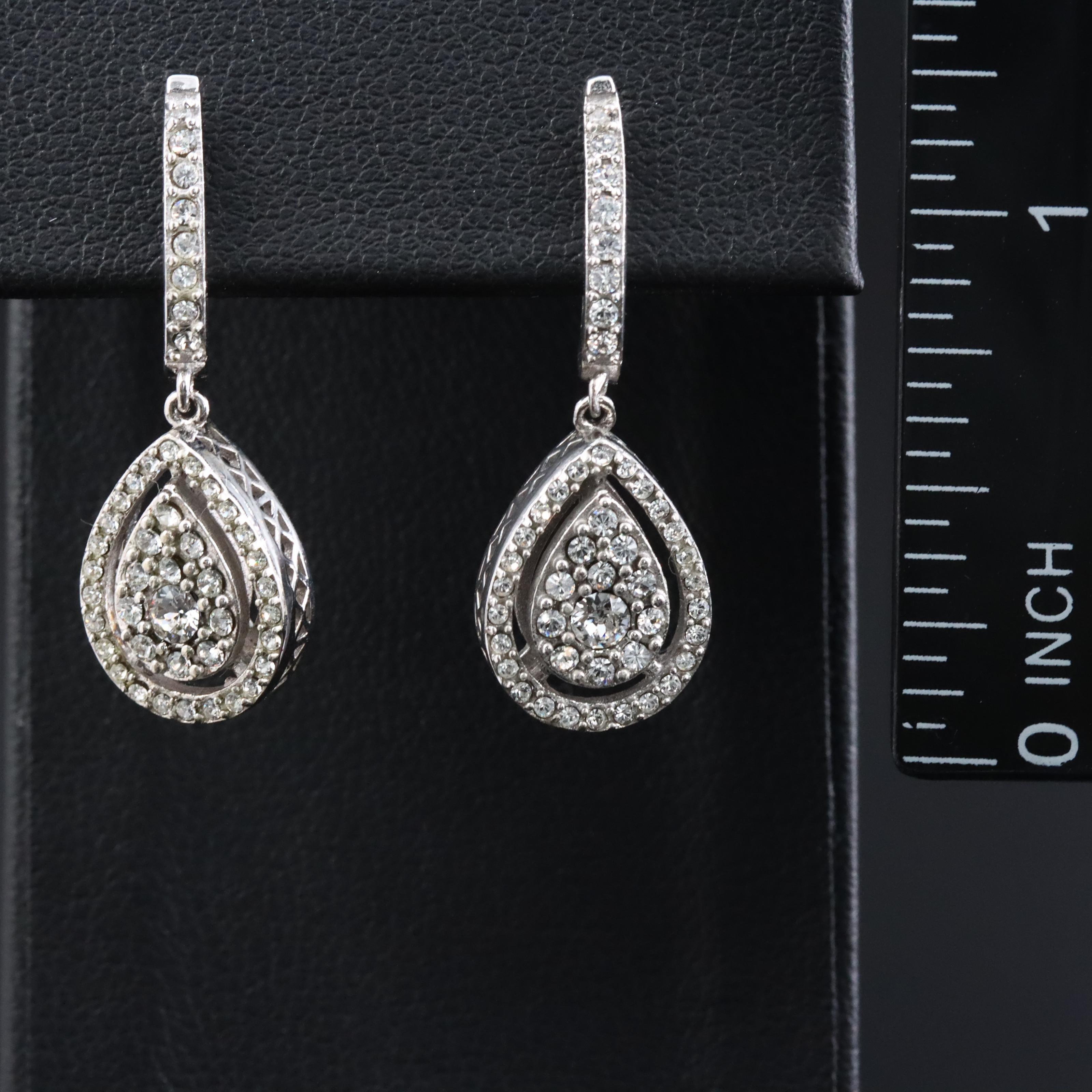Sterling Rhinestone Teardrop Earrings