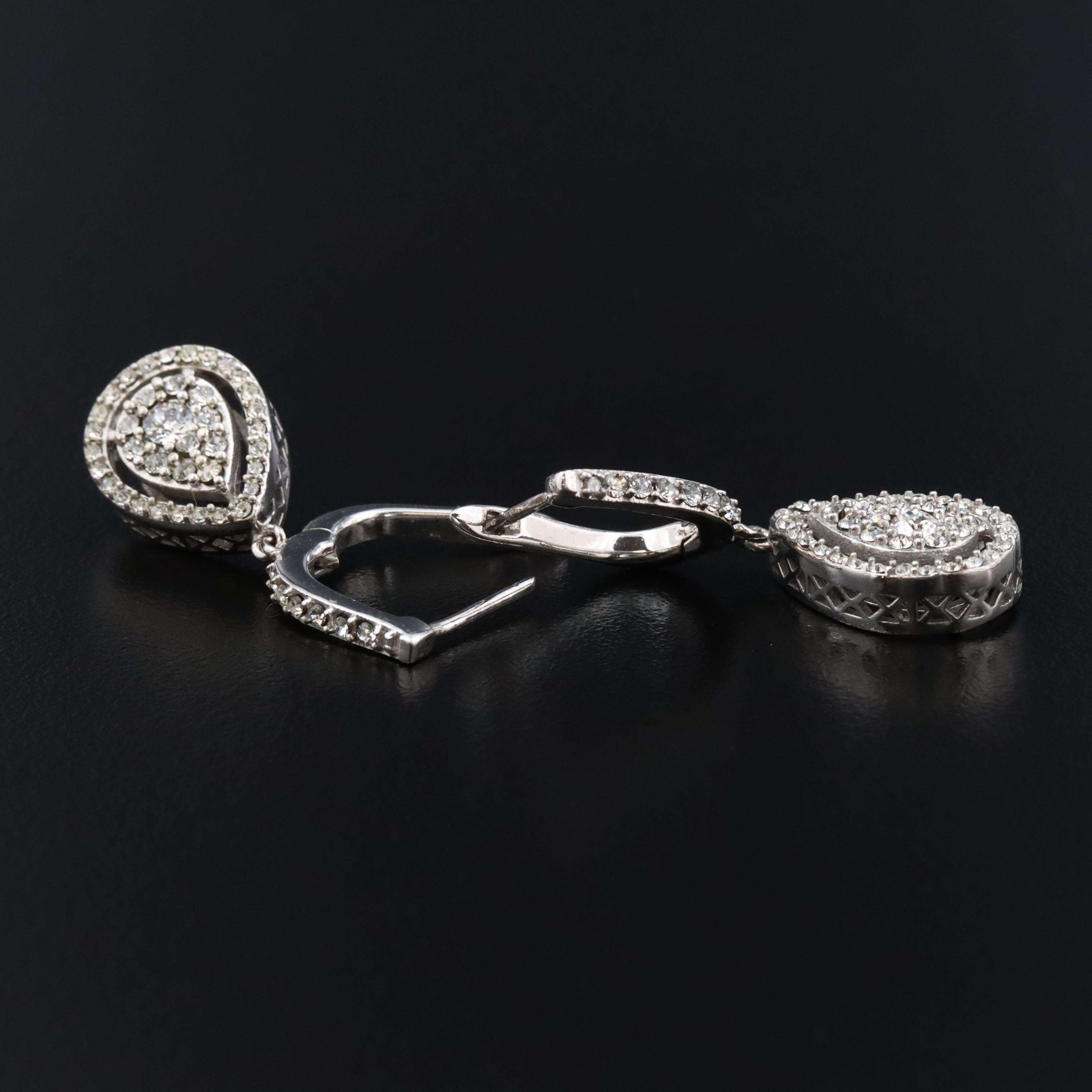 Sterling Rhinestone Teardrop Earrings