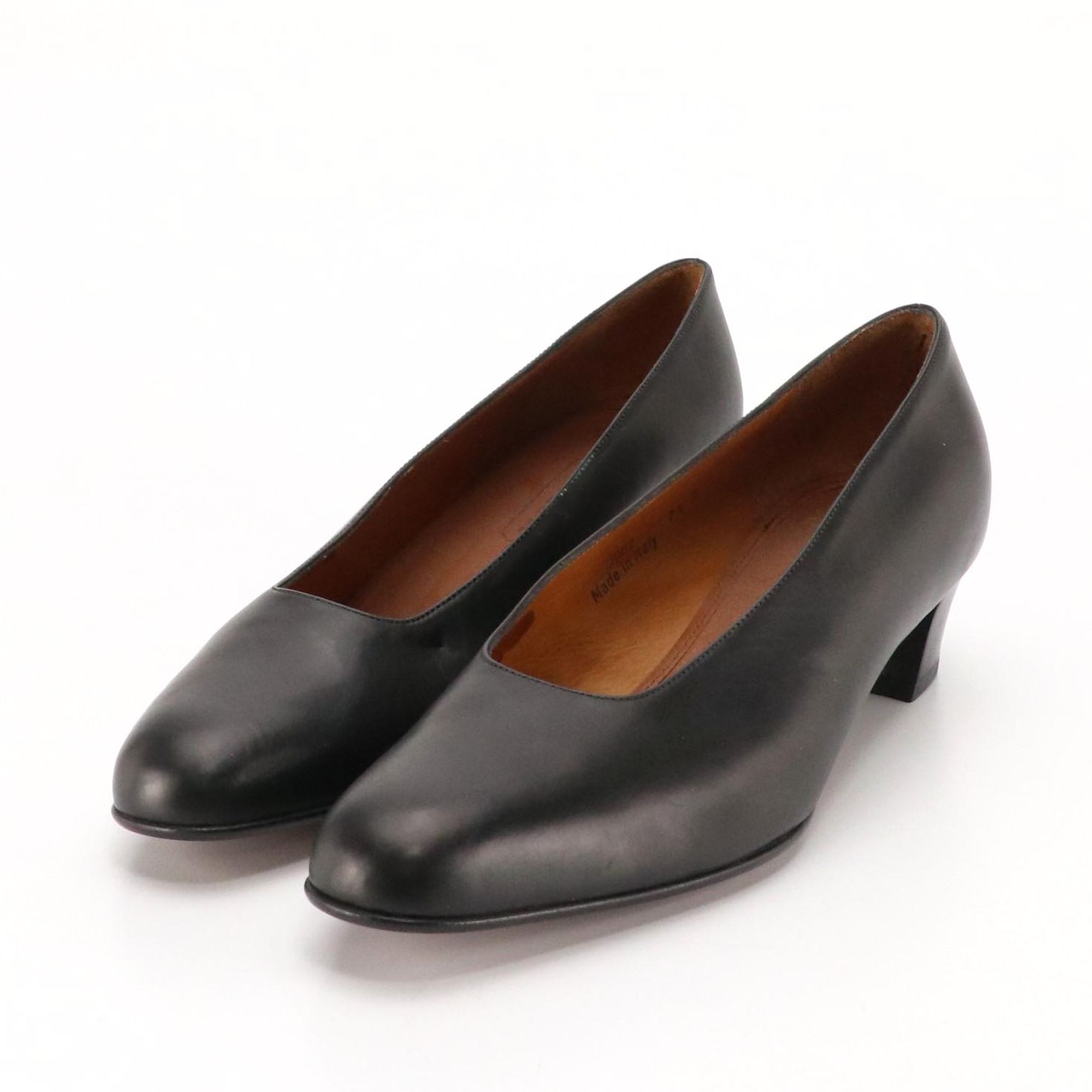 Coach Black Leather Almond Toe Block Heels