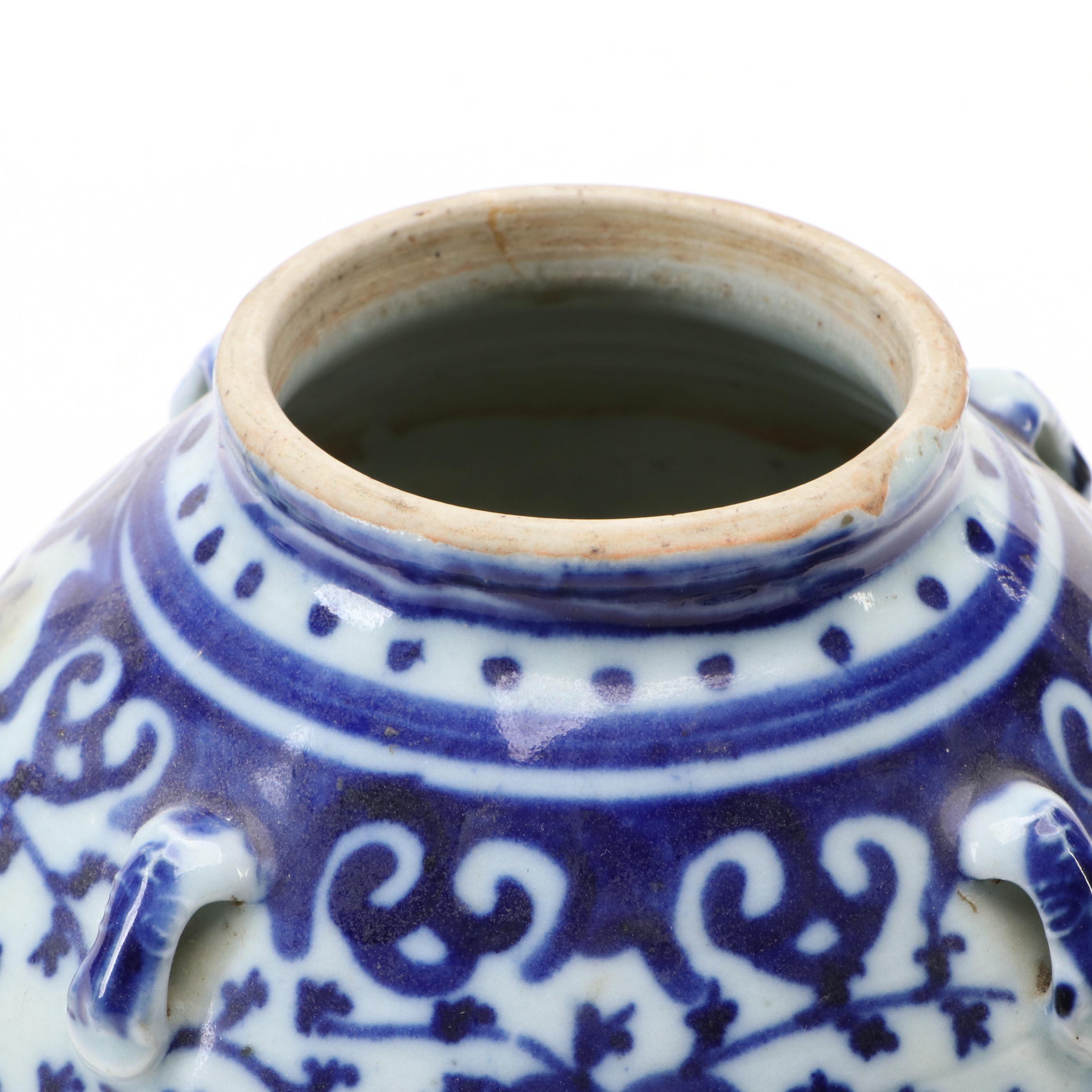 Chinese Blue and White Porcelain Wine Jug with Plum Blossom Ginger Jar