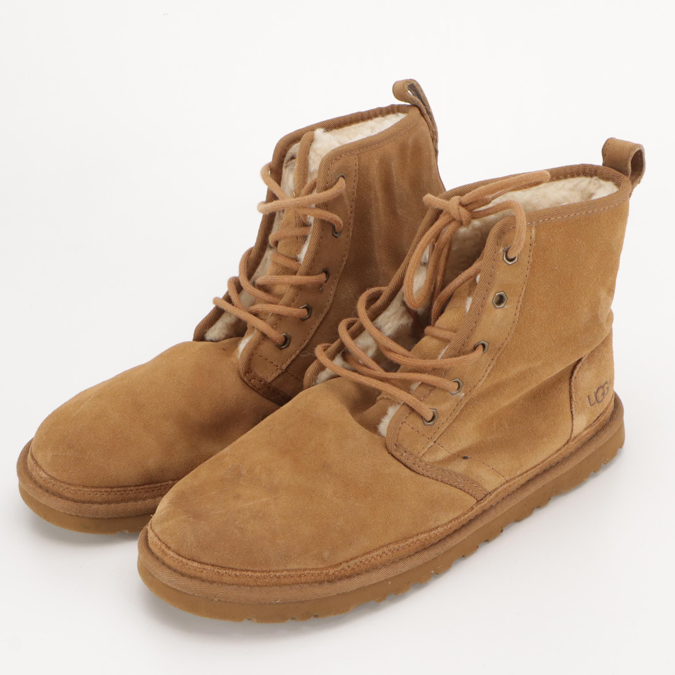 Men's Neumel Lace-Up Boot Slippers and Byron Slippers in Sheepskin Lined Suede