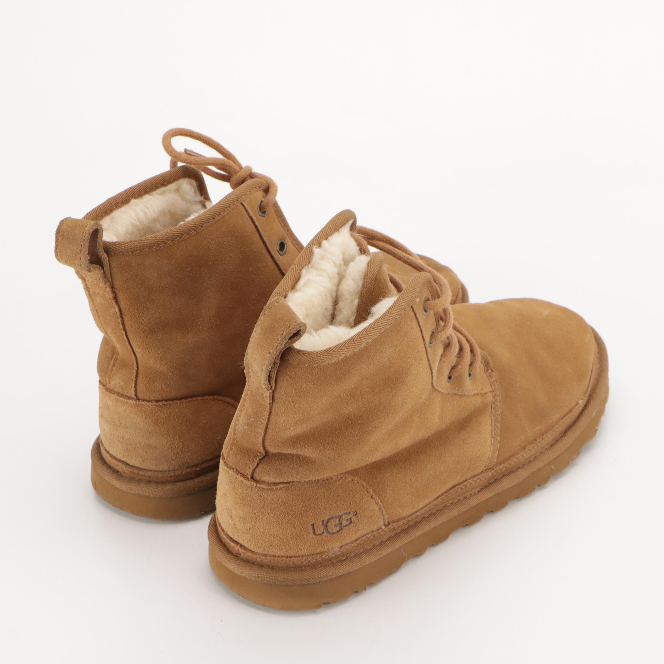 Men's Neumel Lace-Up Boot Slippers and Byron Slippers in Sheepskin Lined Suede