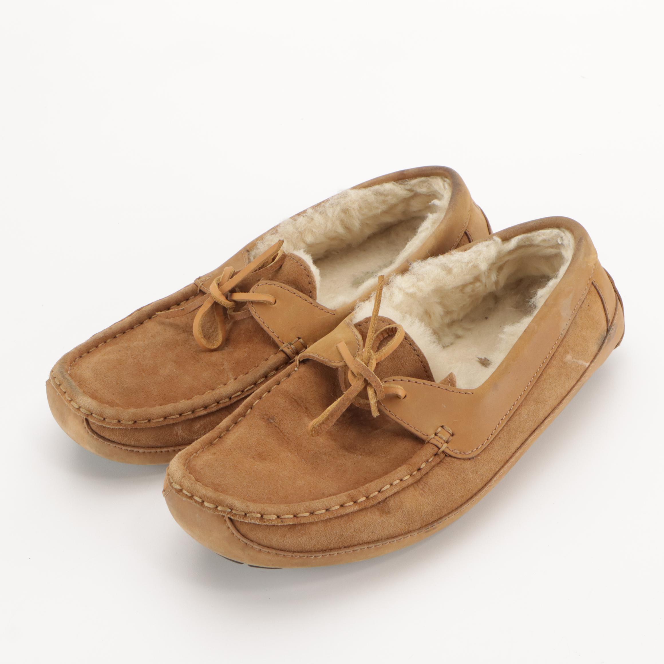 Men's Neumel Lace-Up Boot Slippers and Byron Slippers in Sheepskin Lined Suede