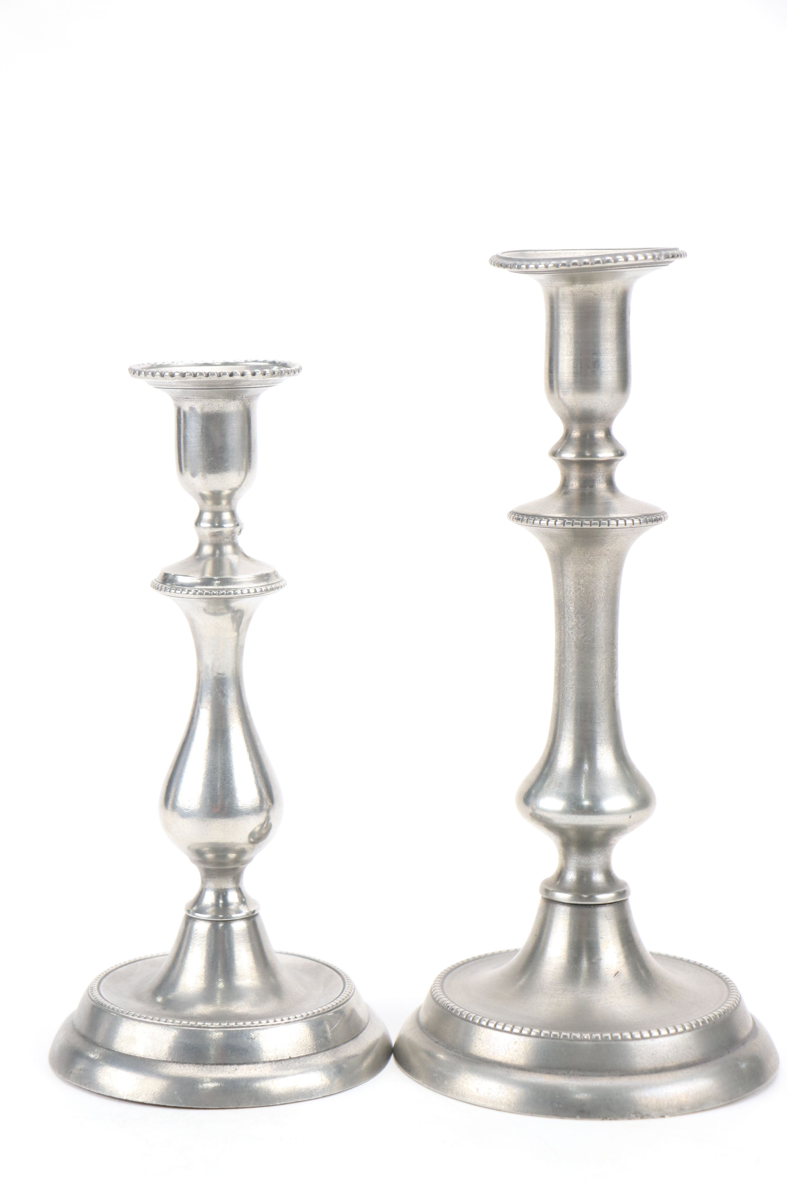 Colonial Style Royal Holland and Other Pewter Candle Holders