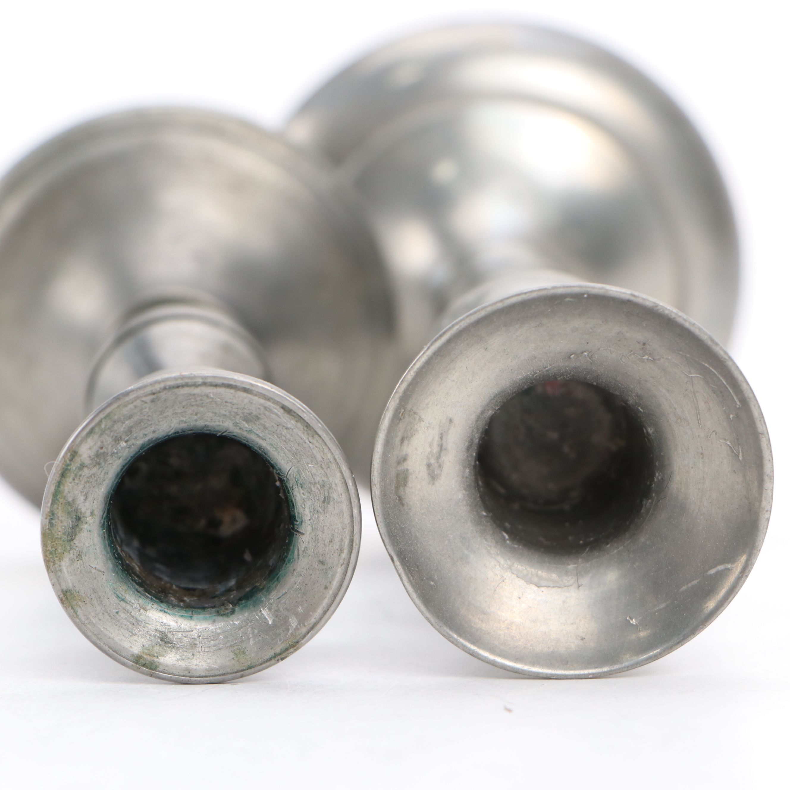 Colonial Style Royal Holland and Other Pewter Candle Holders