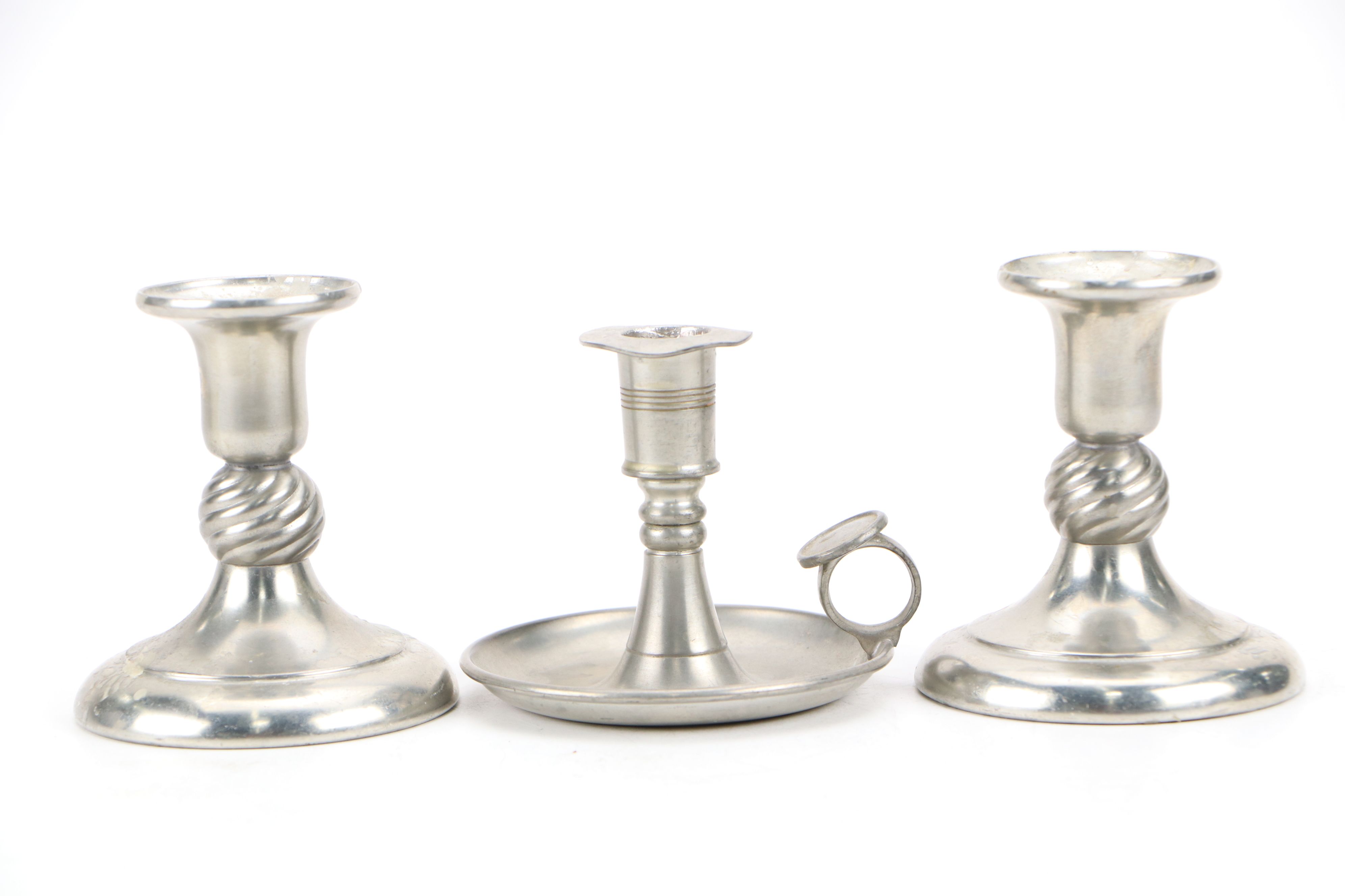 Colonial Style Royal Holland and Other Pewter Candle Holders