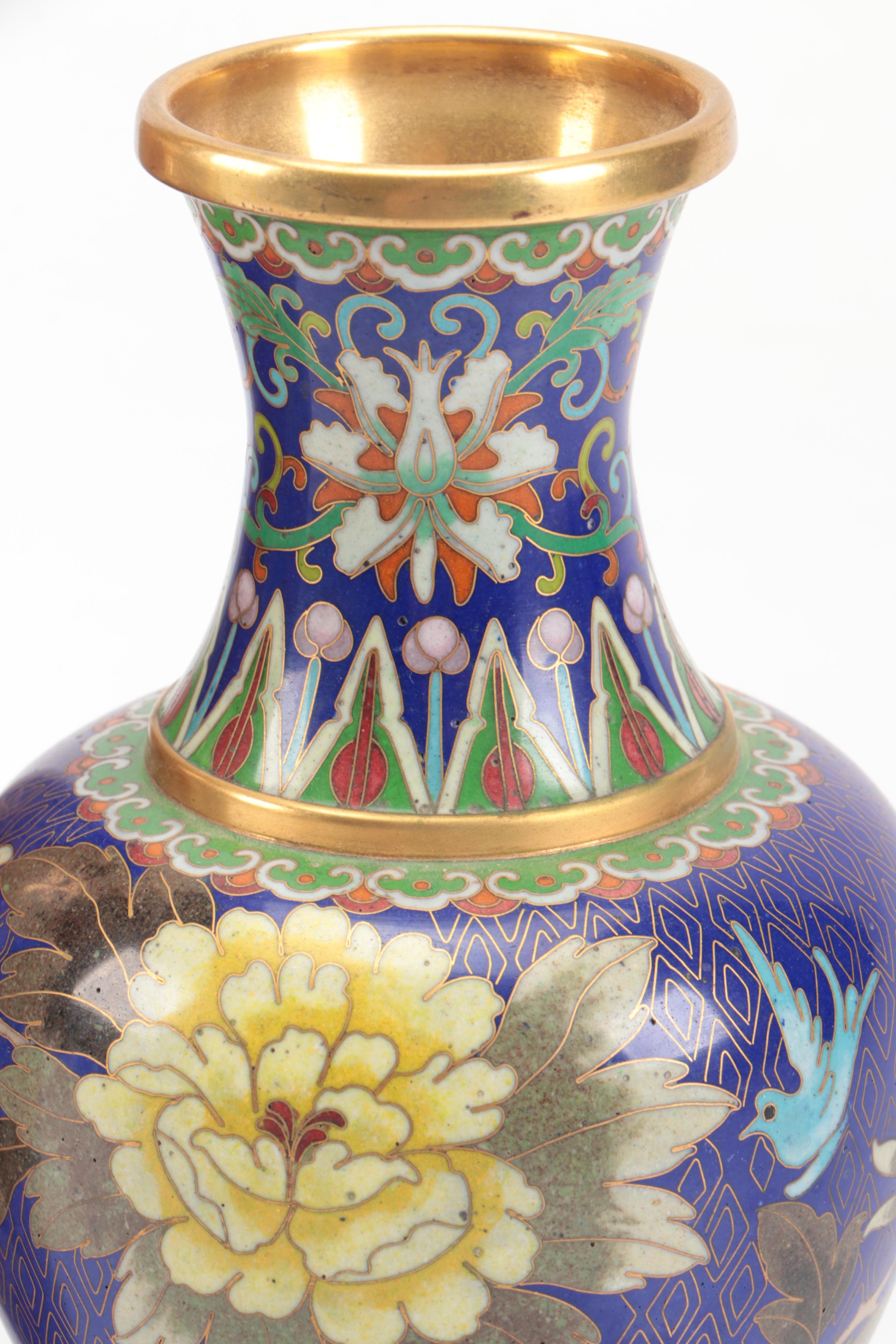 Chinese Satsuma Style Ceramic Vase with Cloisonné Vase and Other Brass Décor
