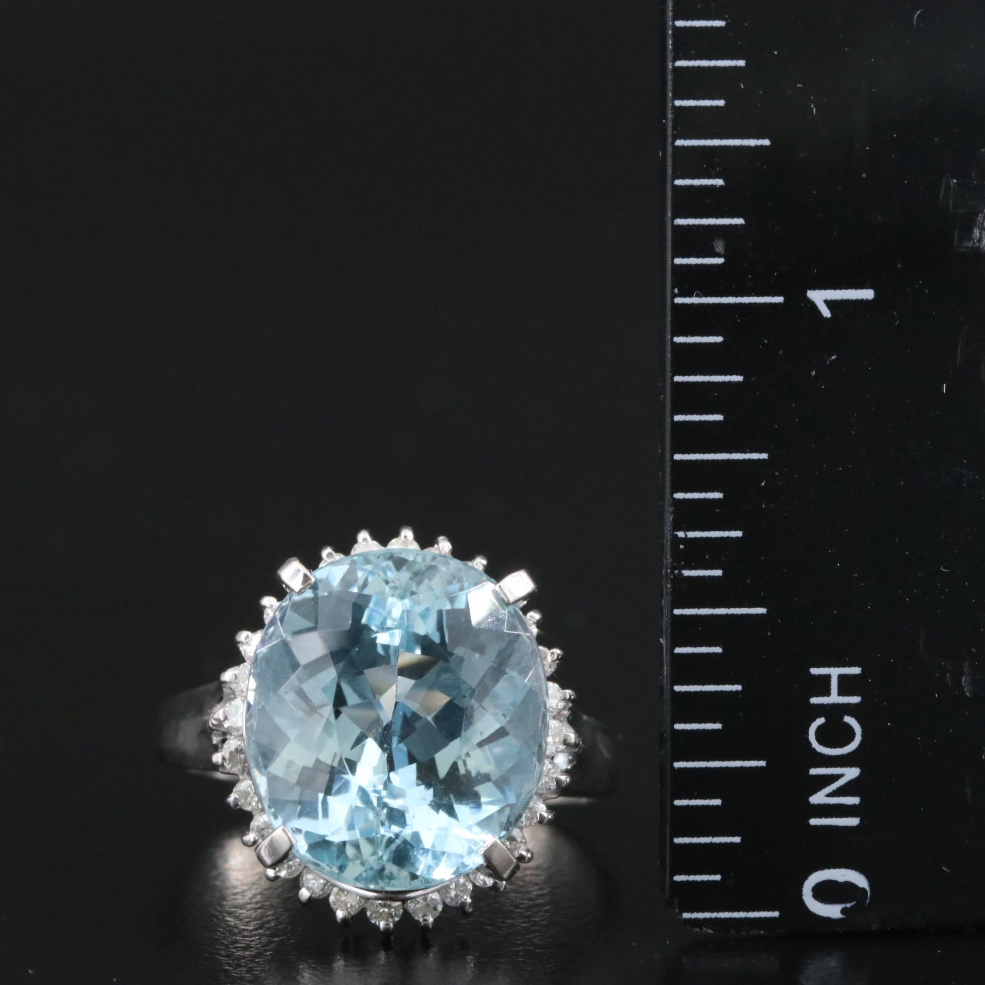 Platinum 8.13 CT Aquamarine and 0.36 CTW Diamond Ring with GIA Report