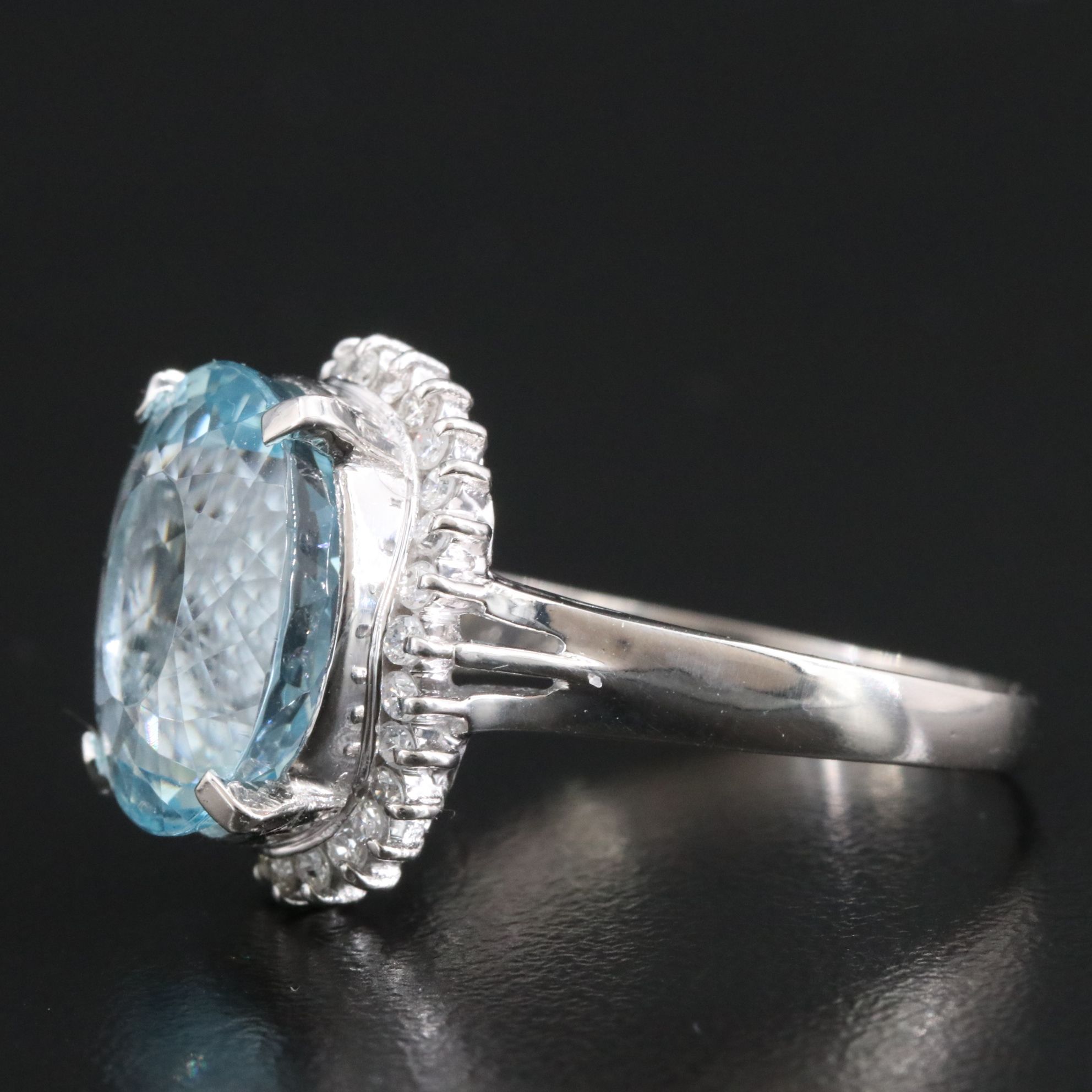 Platinum 8.13 CT Aquamarine and 0.36 CTW Diamond Ring with GIA Report