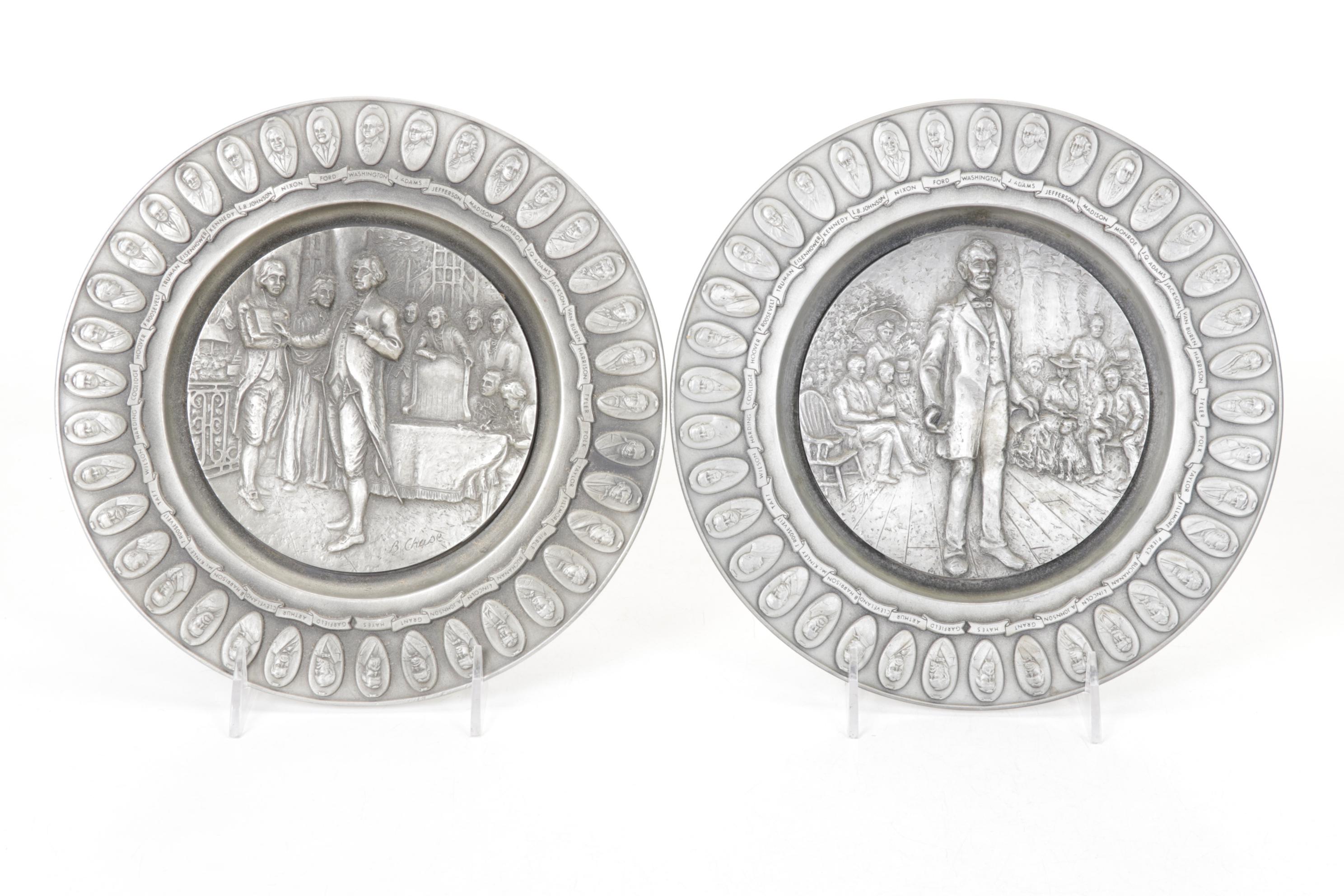 Pewter "Abraham Lincoln" & Other Presidential Commemorative Plates