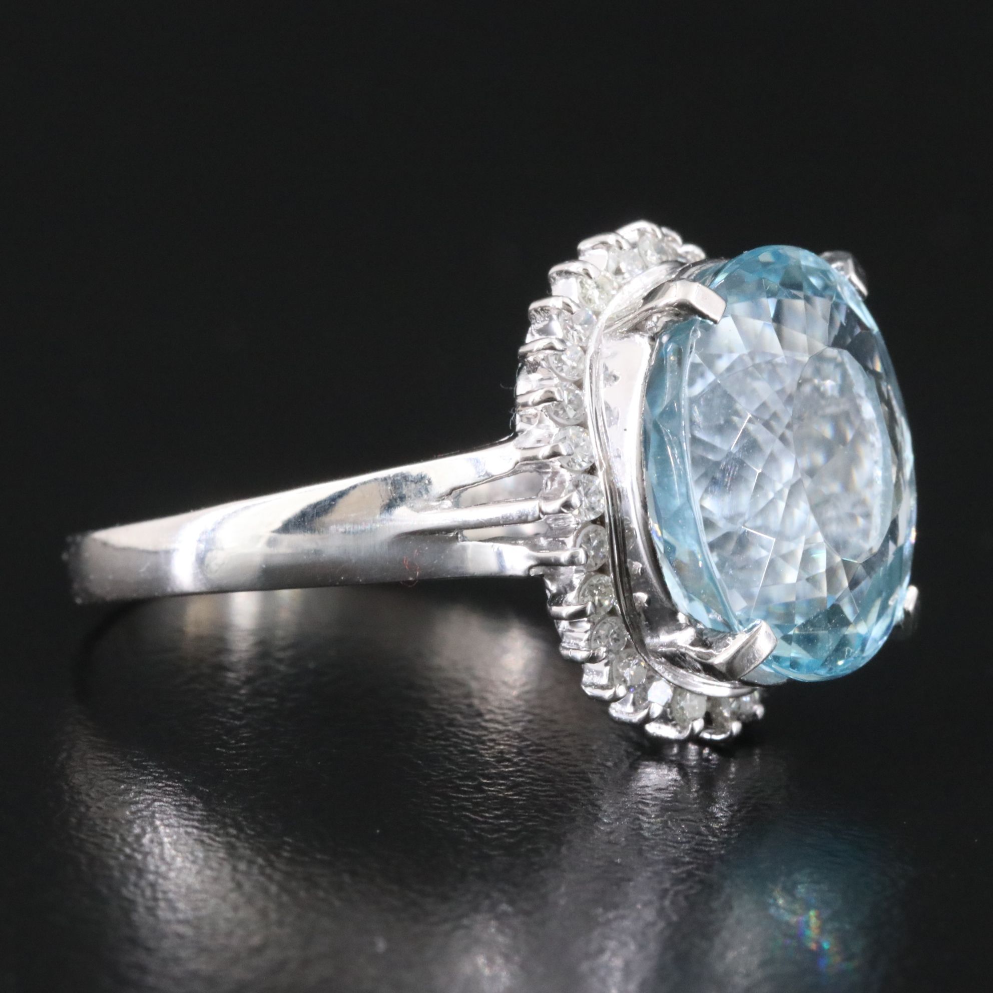 Platinum 8.13 CT Aquamarine and 0.36 CTW Diamond Ring with GIA Report