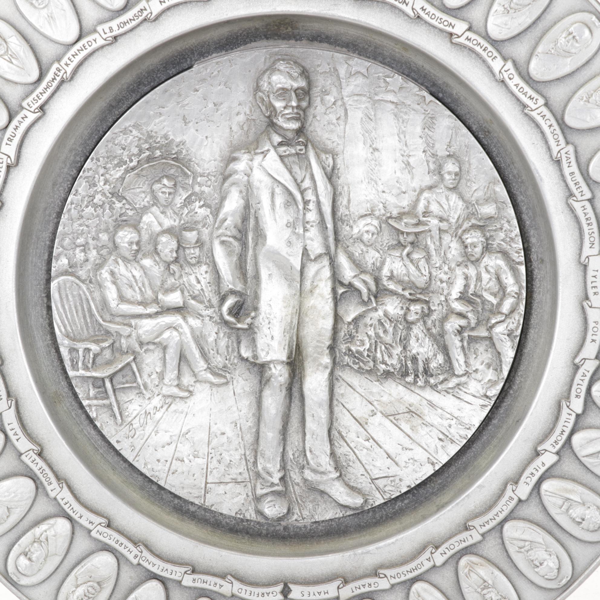 Pewter "Abraham Lincoln" & Other Presidential Commemorative Plates