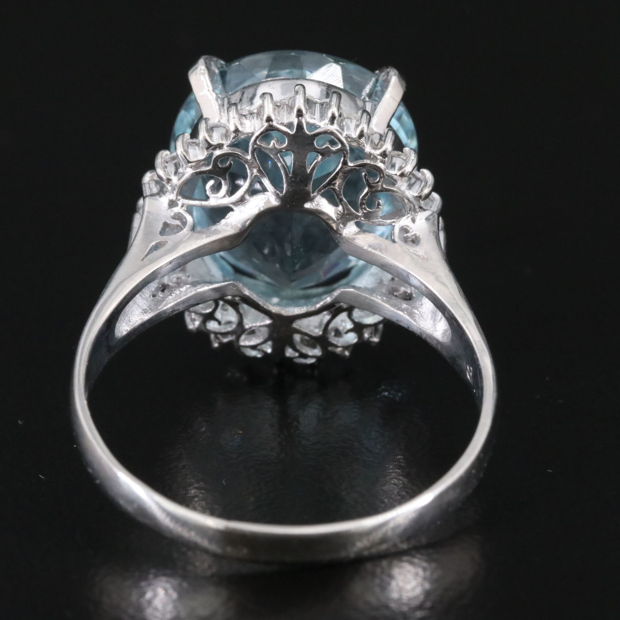 Platinum 8.13 CT Aquamarine and 0.36 CTW Diamond Ring with GIA Report