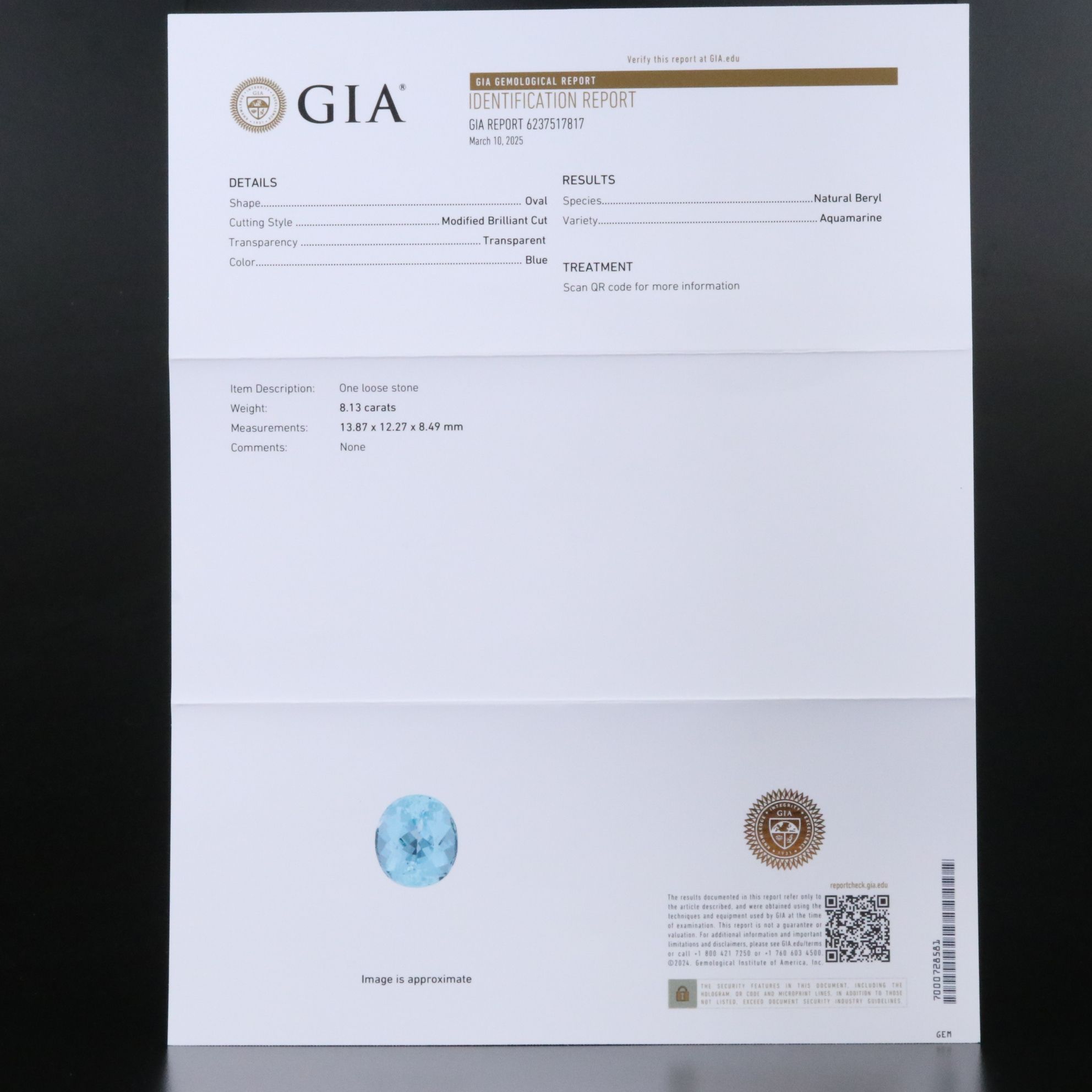 Platinum 8.13 CT Aquamarine and 0.36 CTW Diamond Ring with GIA Report