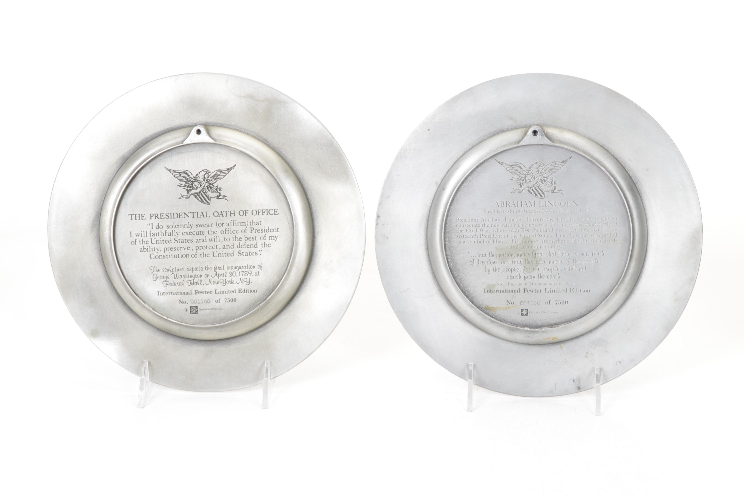 Pewter "Abraham Lincoln" & Other Presidential Commemorative Plates