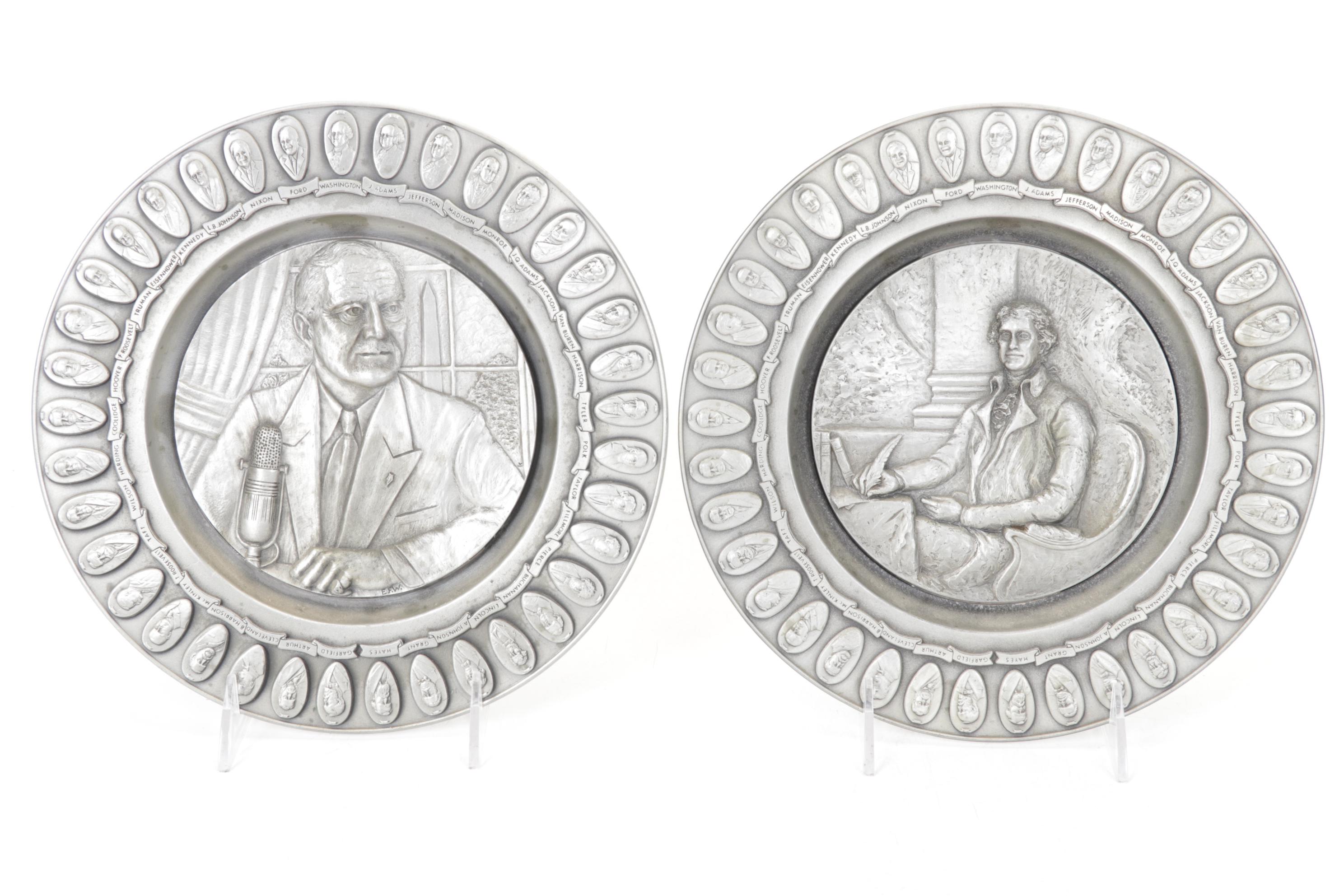 Pewter "Abraham Lincoln" & Other Presidential Commemorative Plates