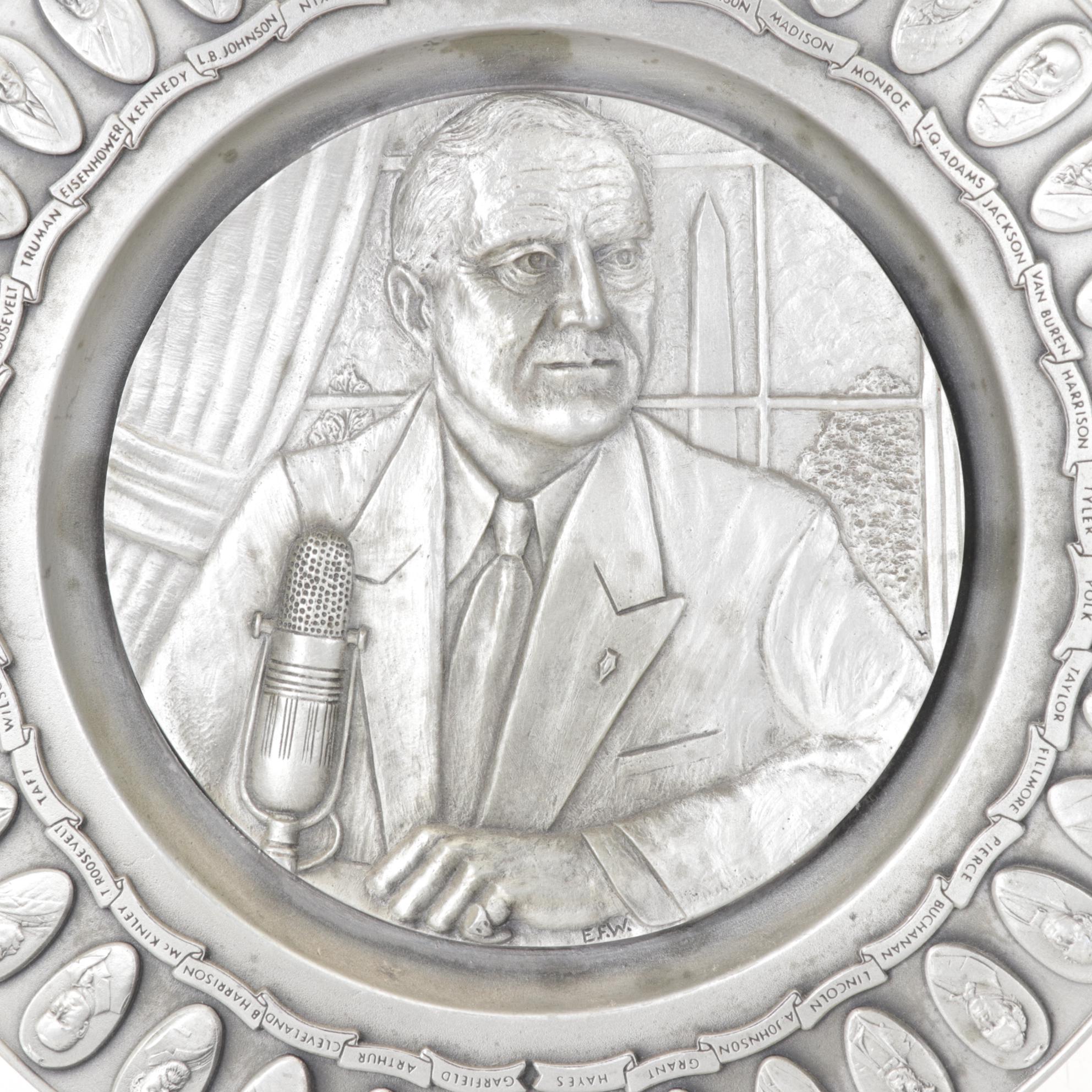 Pewter "Abraham Lincoln" & Other Presidential Commemorative Plates
