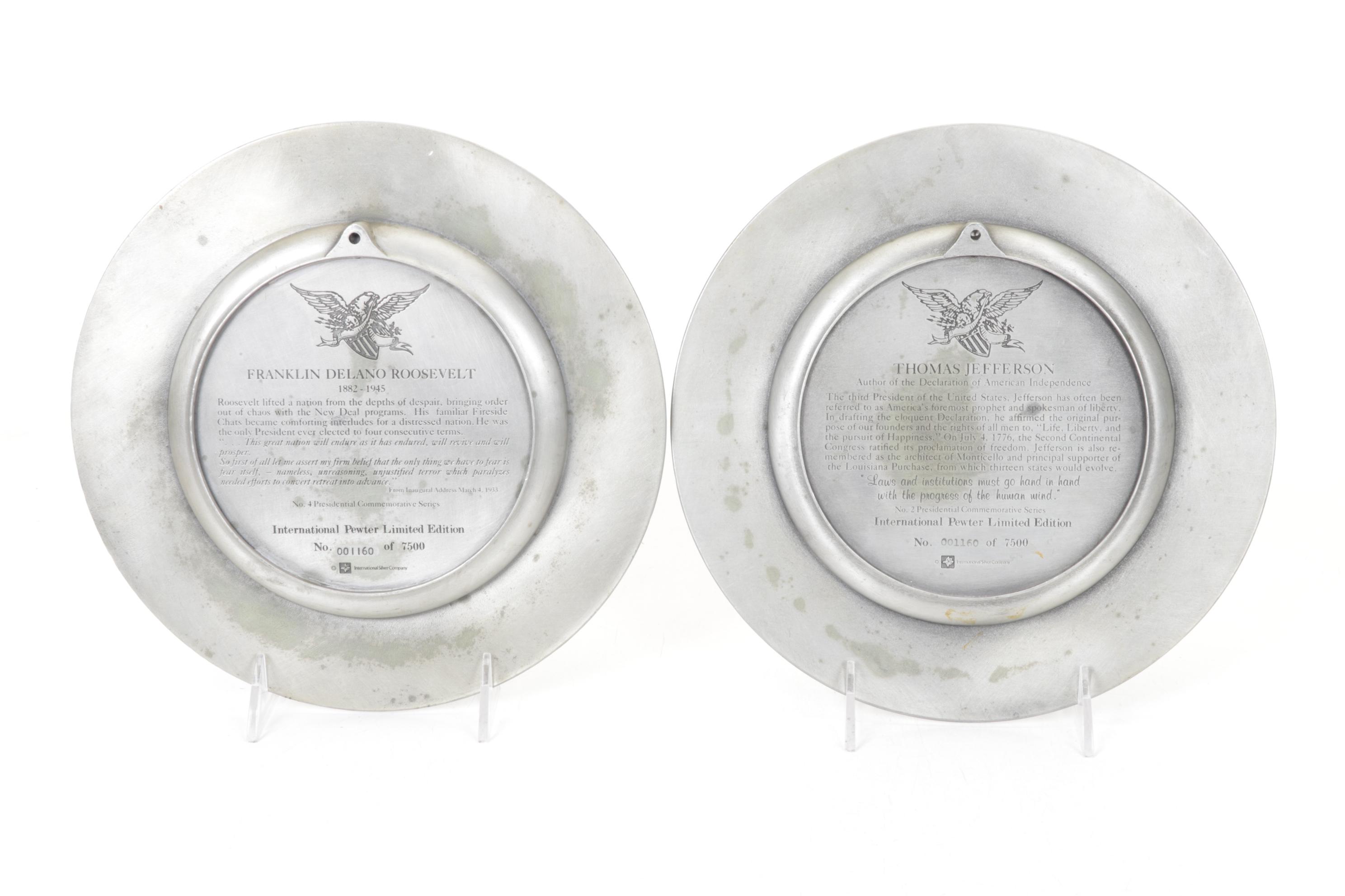 Pewter "Abraham Lincoln" & Other Presidential Commemorative Plates