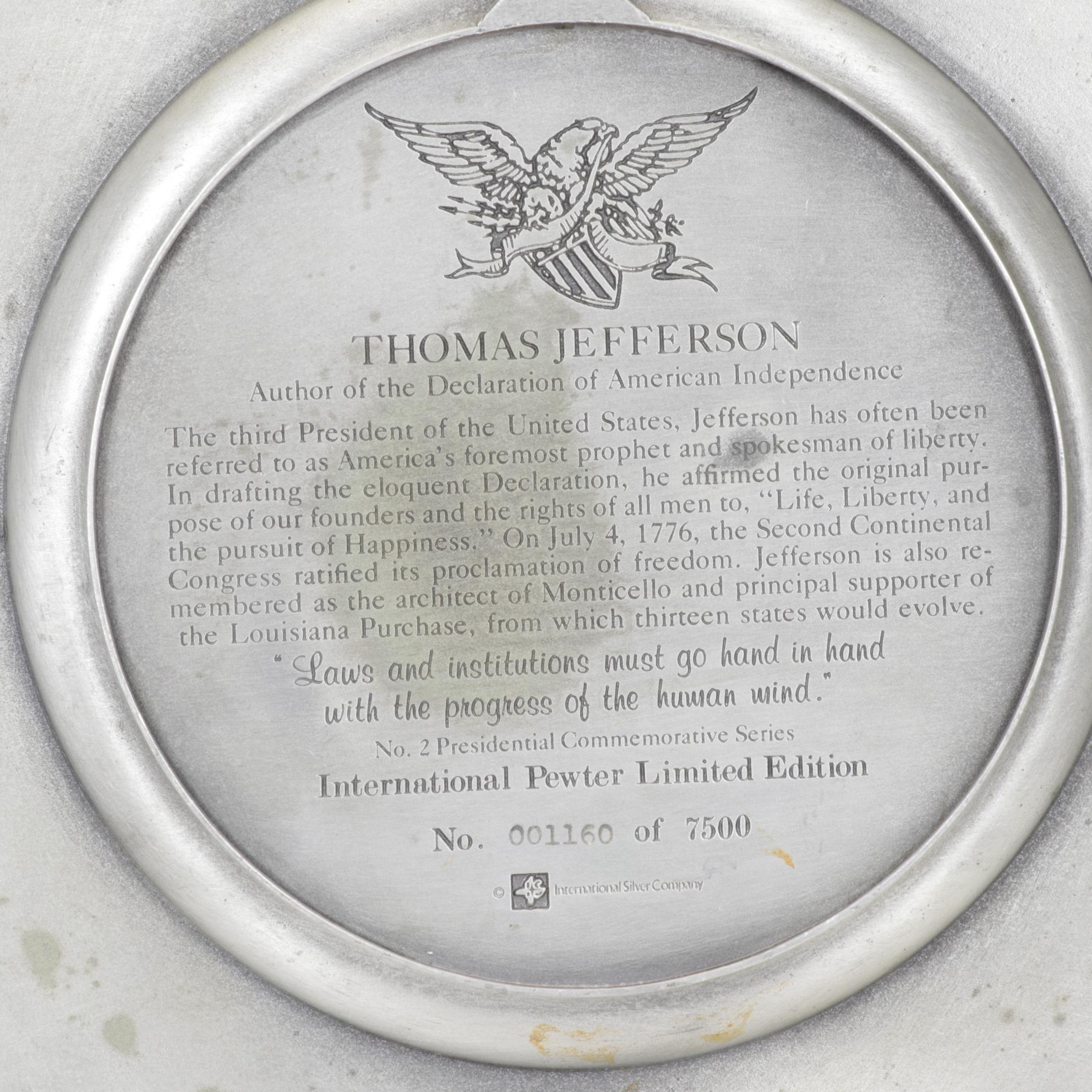 Pewter "Abraham Lincoln" & Other Presidential Commemorative Plates