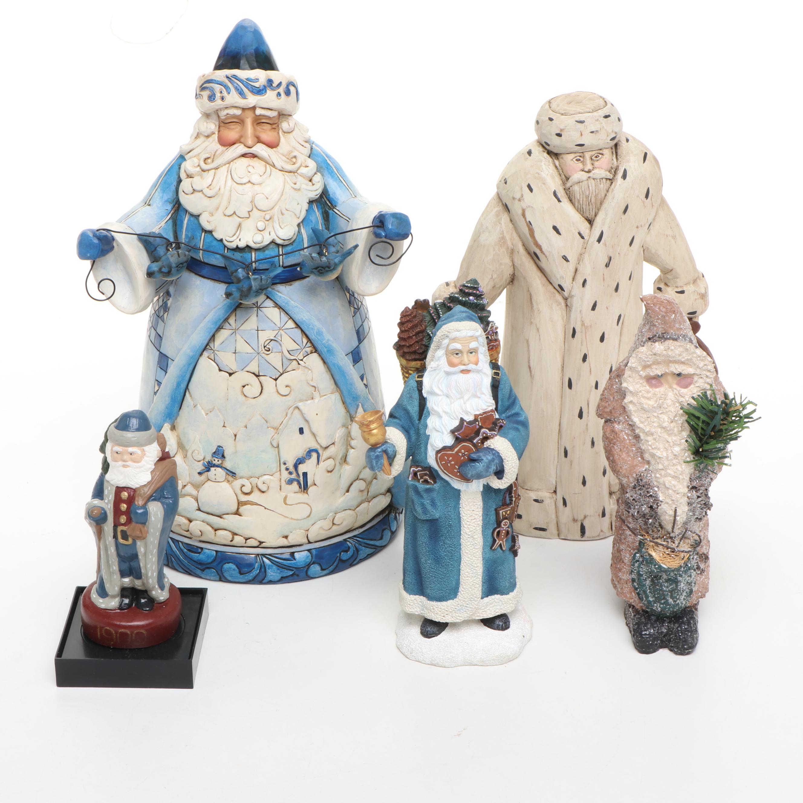 Jim Shore "It's a Blue Christmas" and Other Santa Claus Figurines