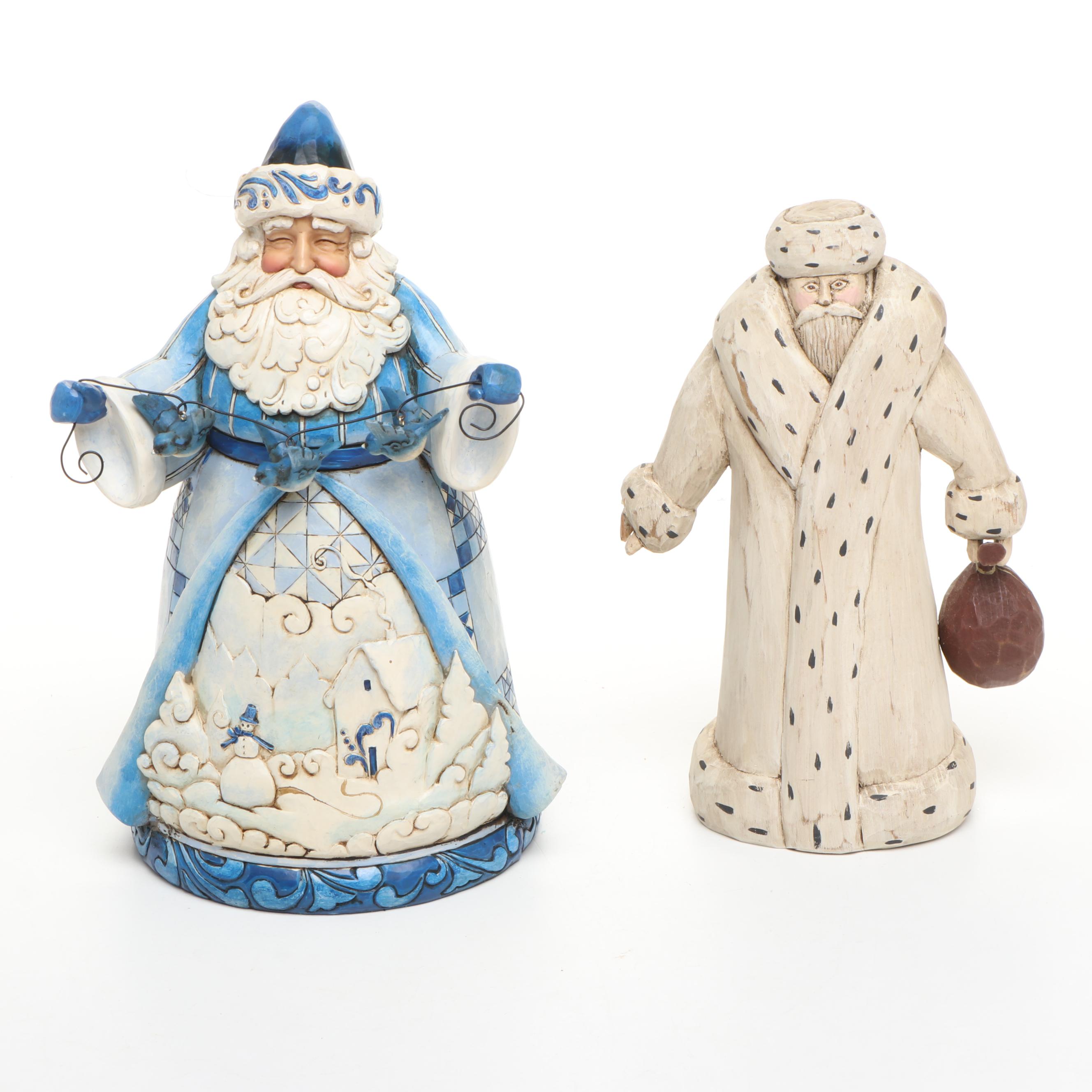 Jim Shore "It's a Blue Christmas" and Other Santa Claus Figurines