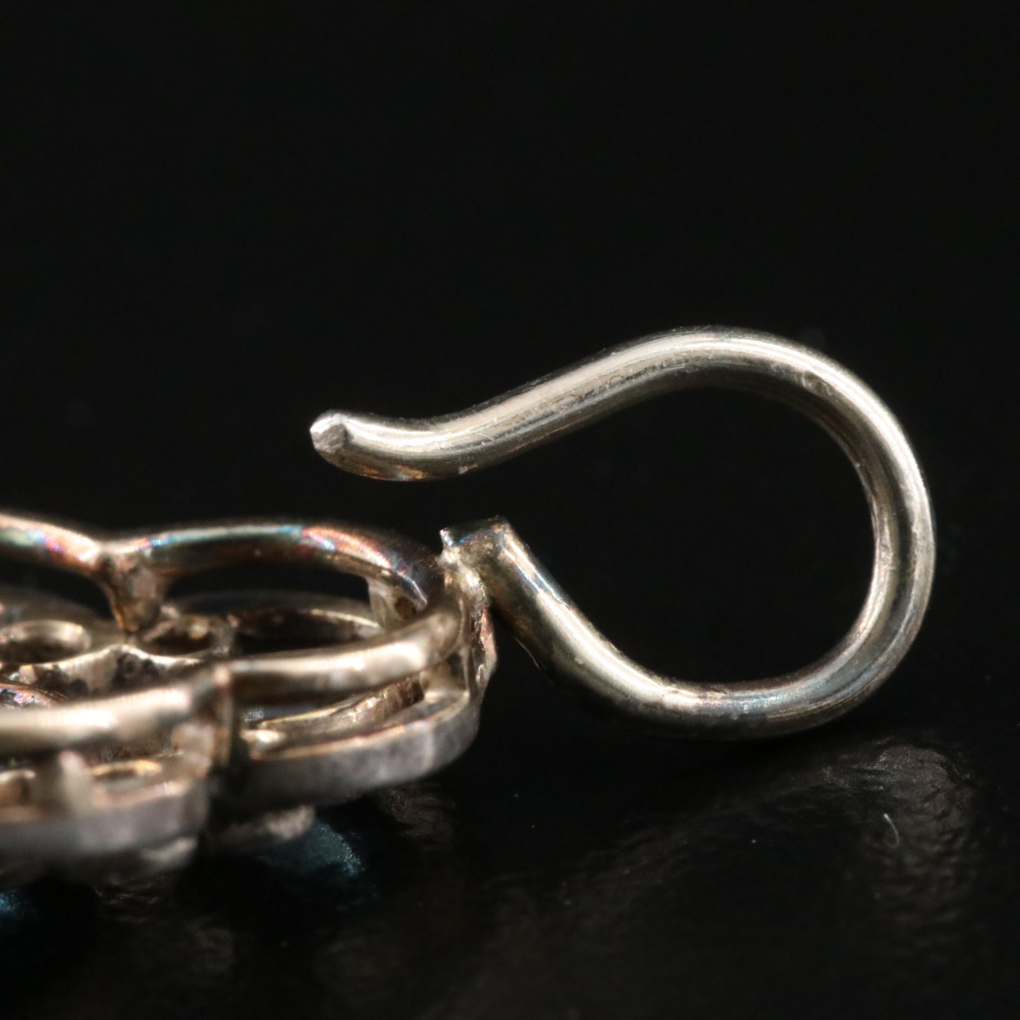 Early Victorian 14K and 800 Silver Sapphire, Diamond and Pearl Cross Pendant