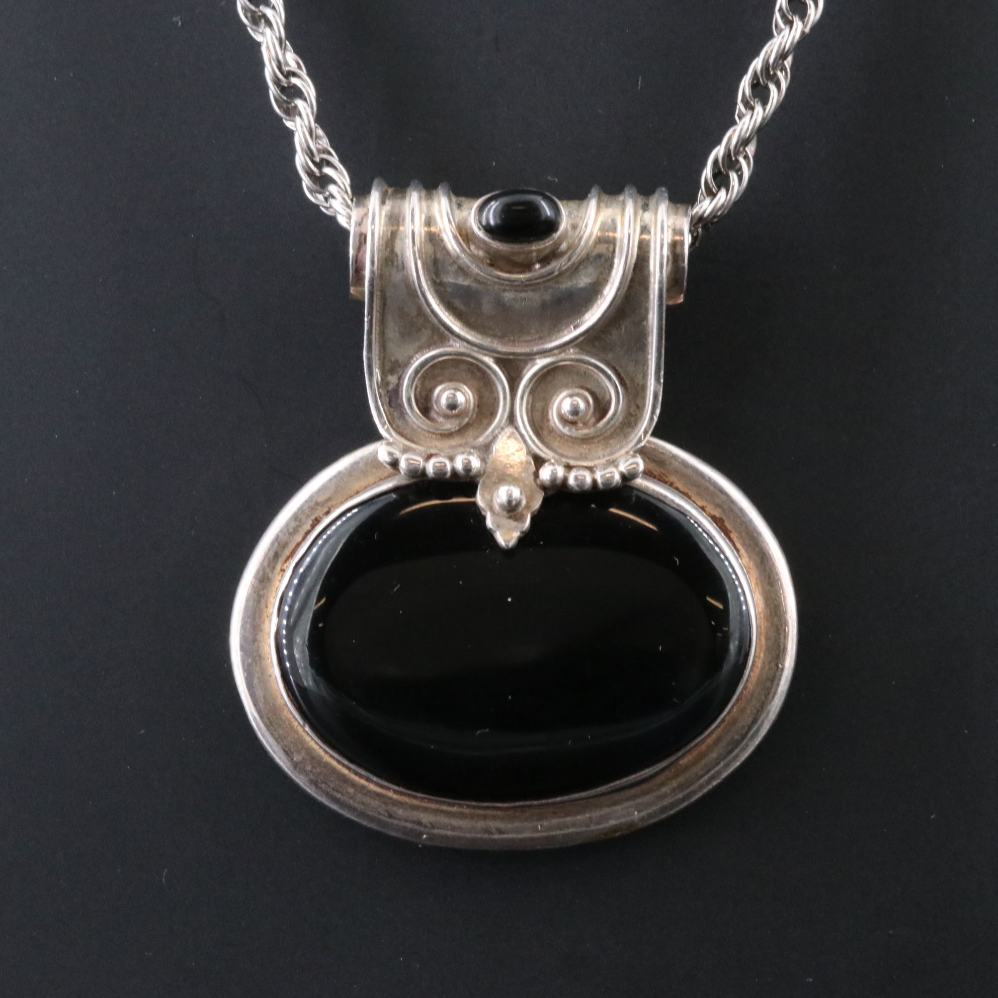 Sterling Black Onyx Pendant Necklace