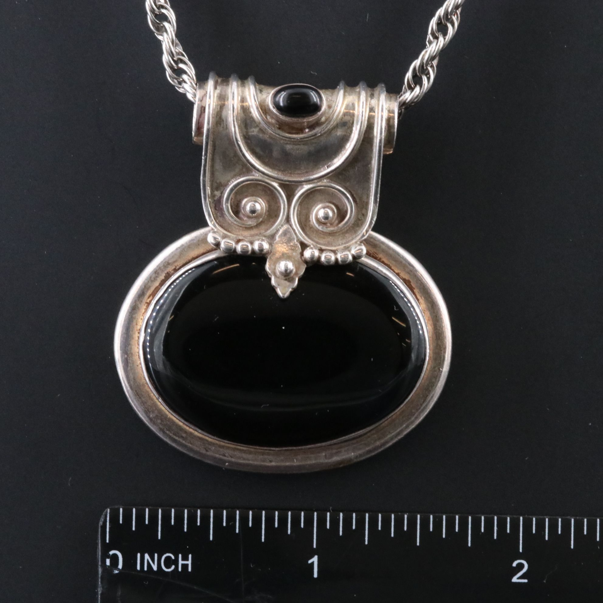 Sterling Black Onyx Pendant Necklace