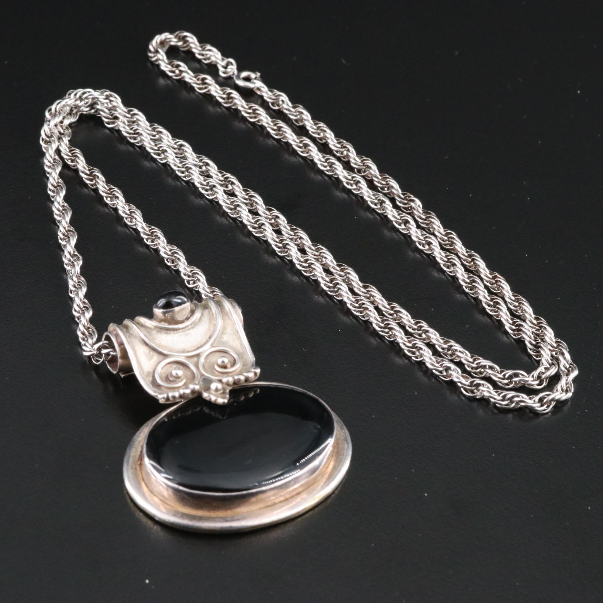 Sterling Black Onyx Pendant Necklace