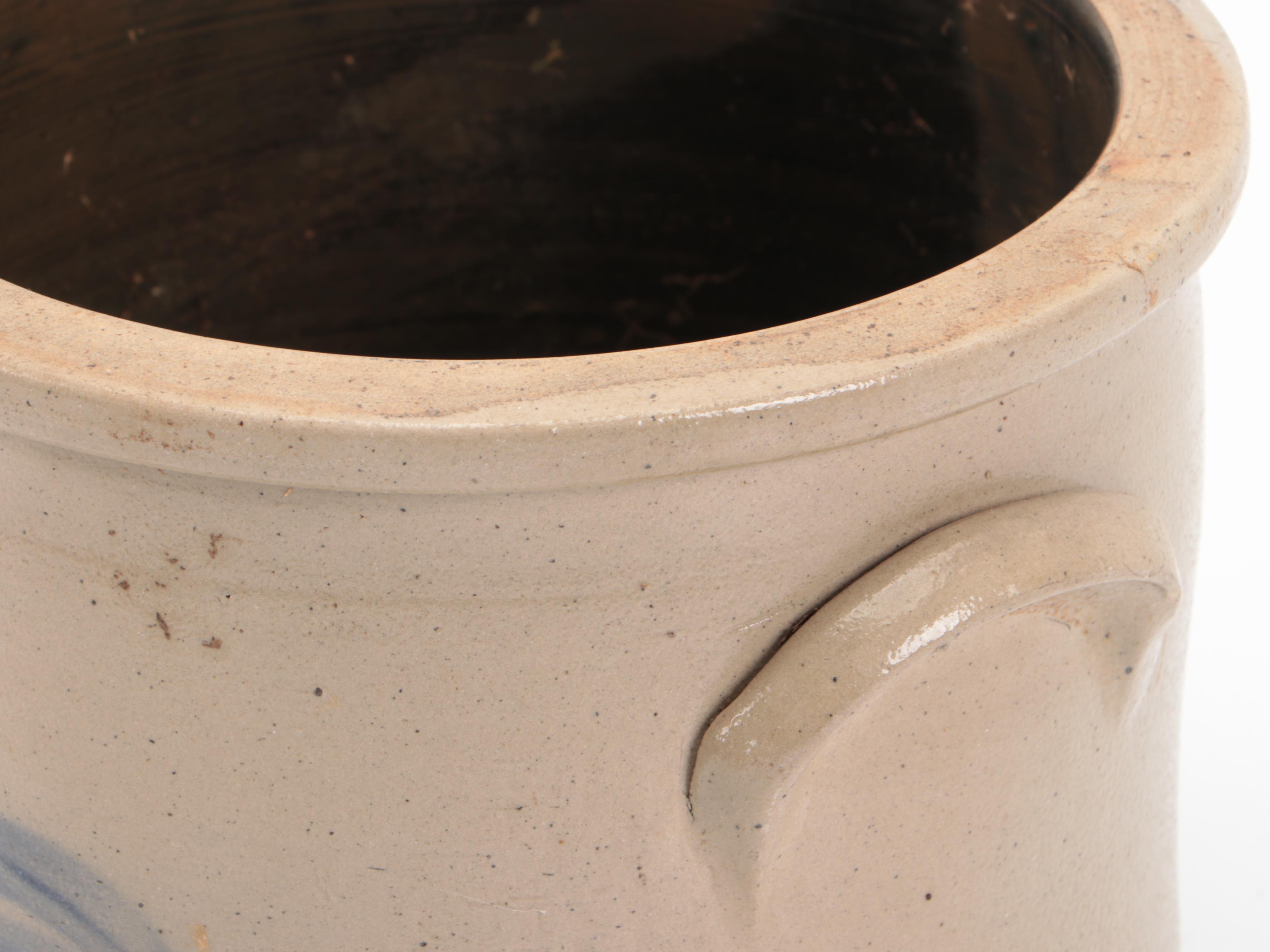 Floral Cobalt Blue Salt Glazed Stoneware Crock