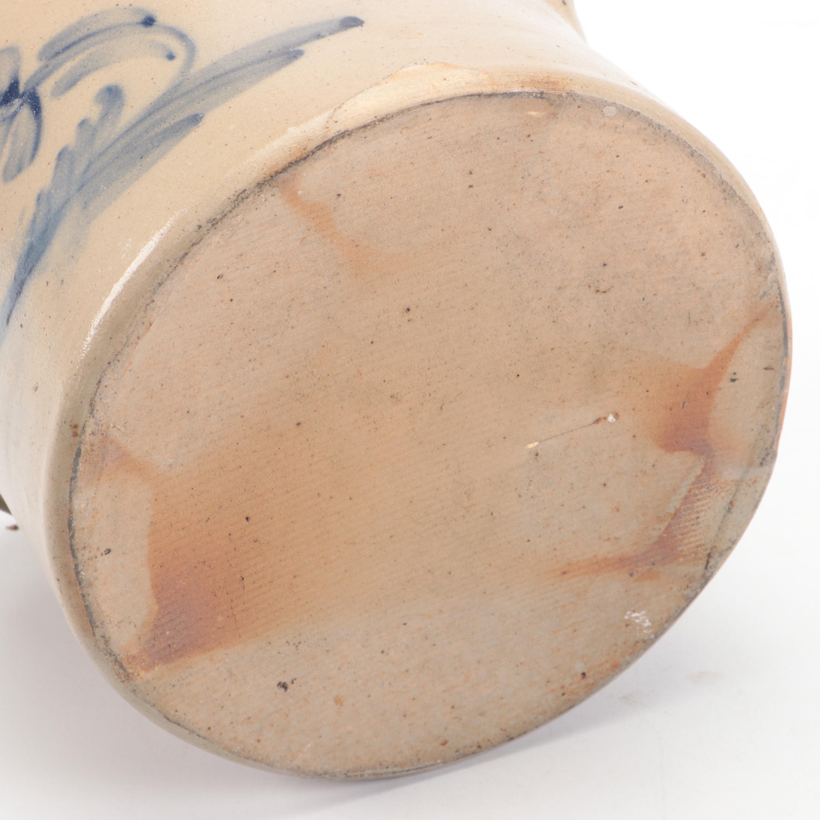 Floral Cobalt Blue Salt Glazed Stoneware Crock