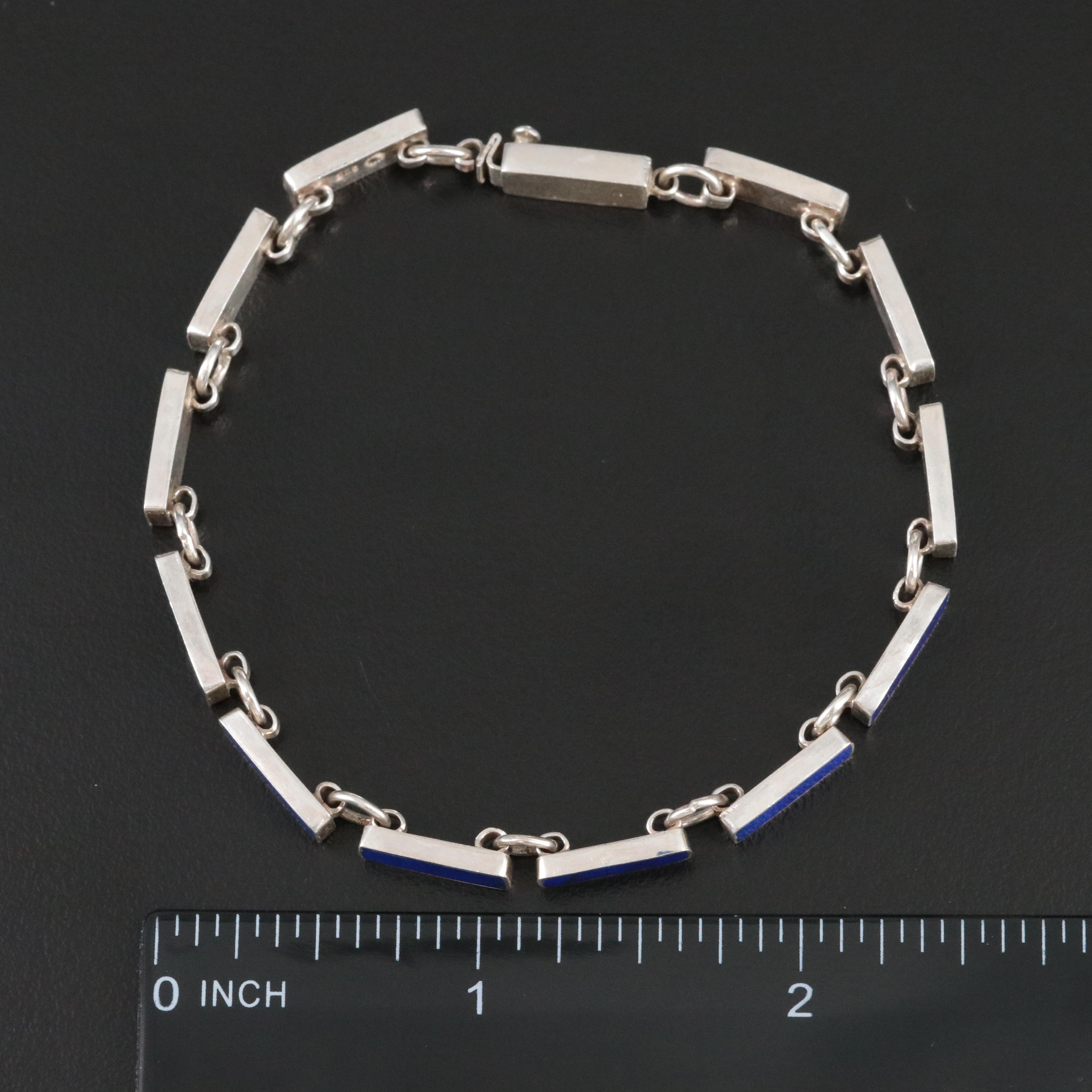 Sterling Lapis Lazuli and Turquoise  Bar Link Bracelets