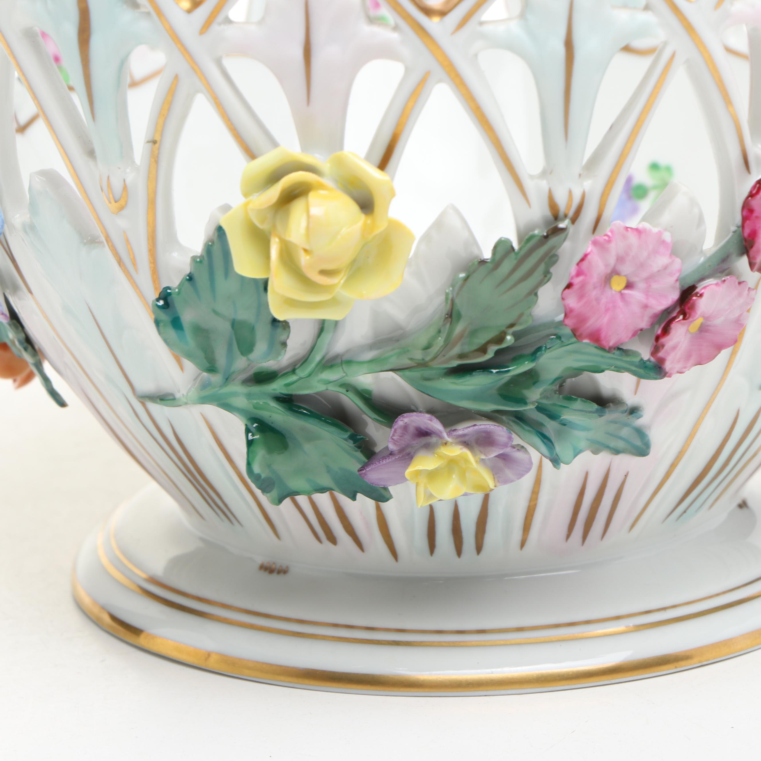 Dresden Reticulated Porcelain Decorative Bowl