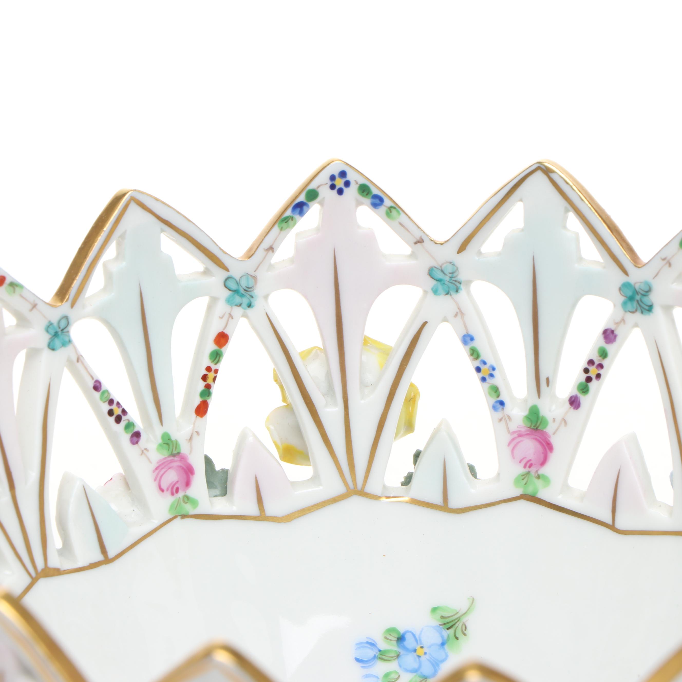 Dresden Reticulated Porcelain Decorative Bowl