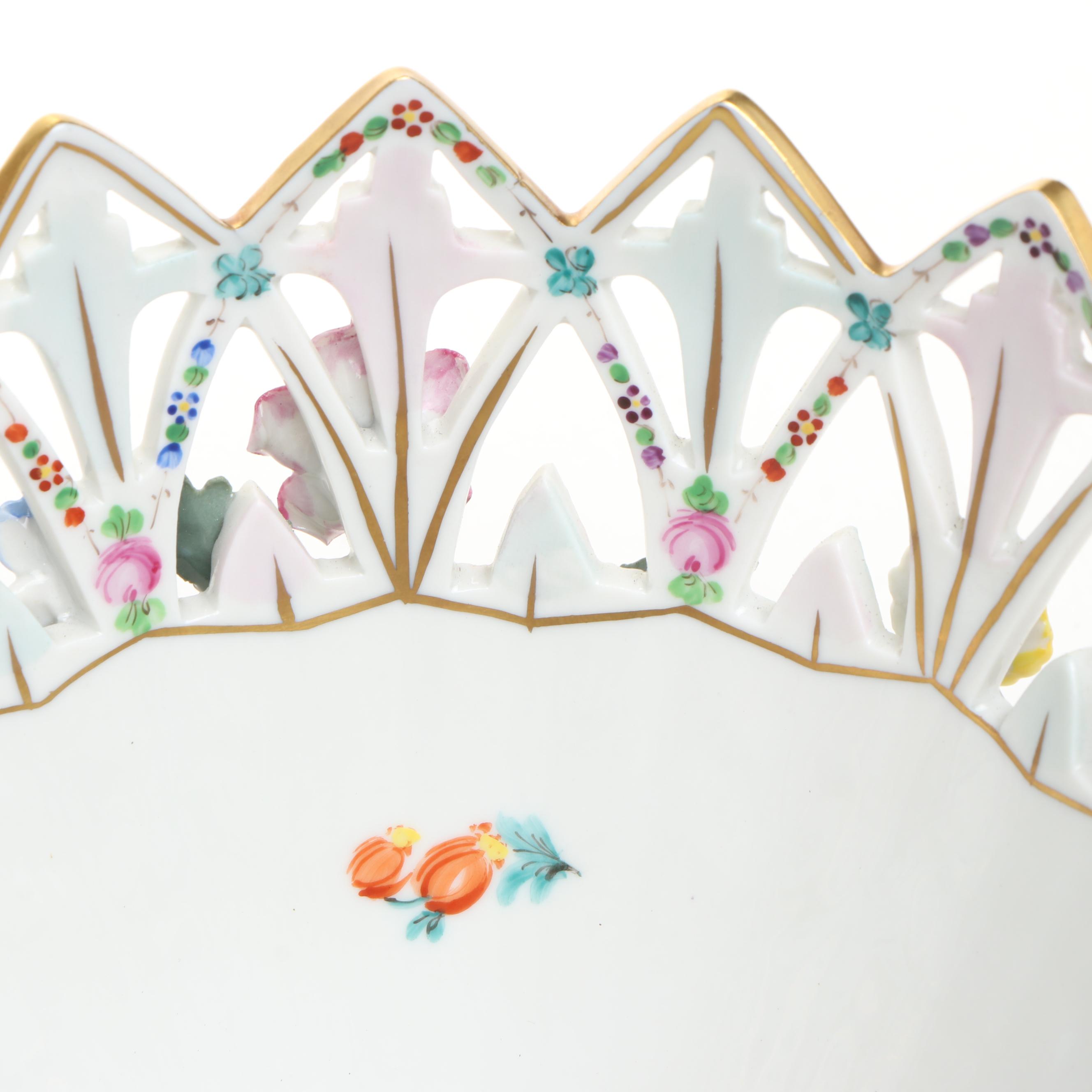 Dresden Reticulated Porcelain Decorative Bowl