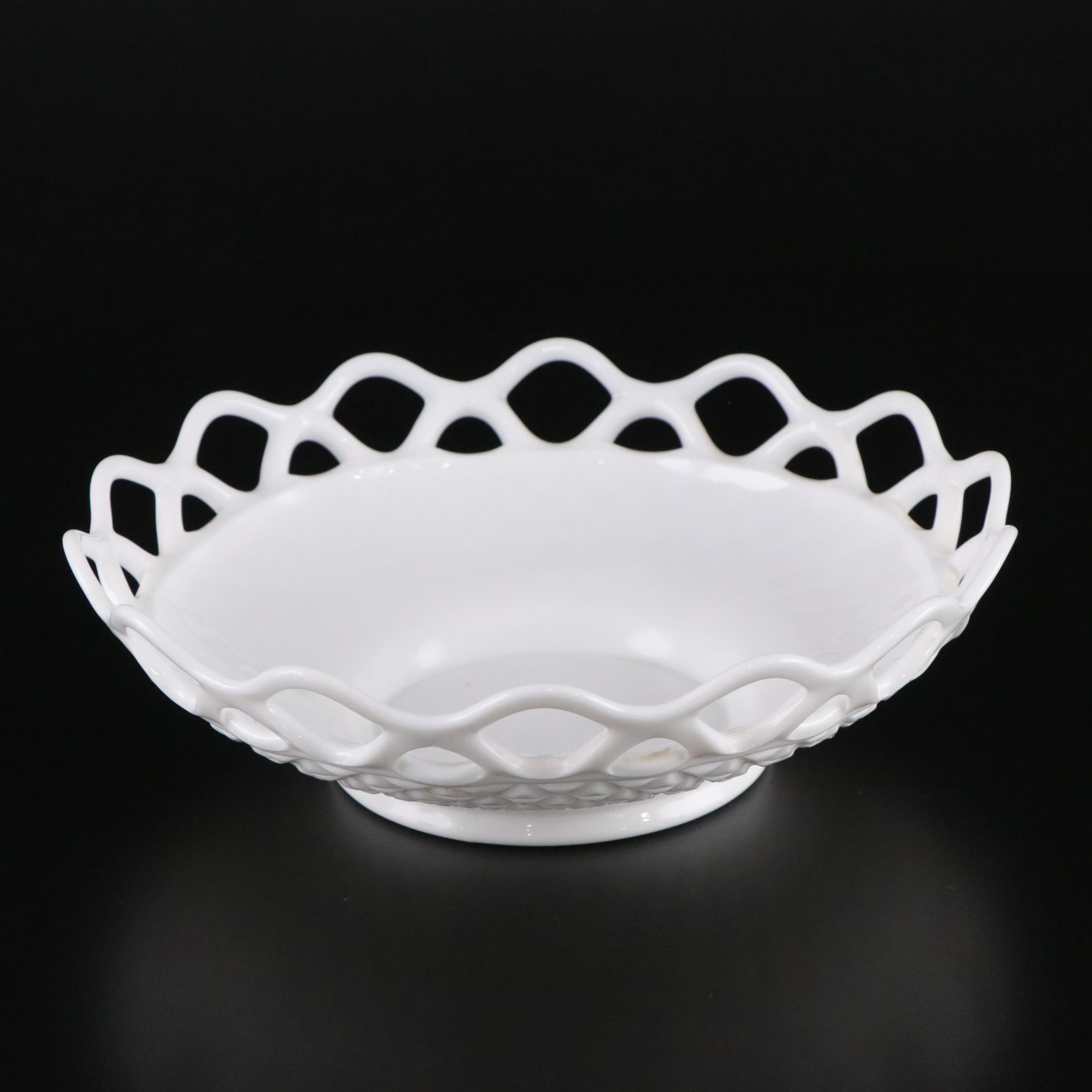 Boyd Blue Hen Glass Salt & Pepper Shakers, Lattice Trim Milk Glass Bowl and More