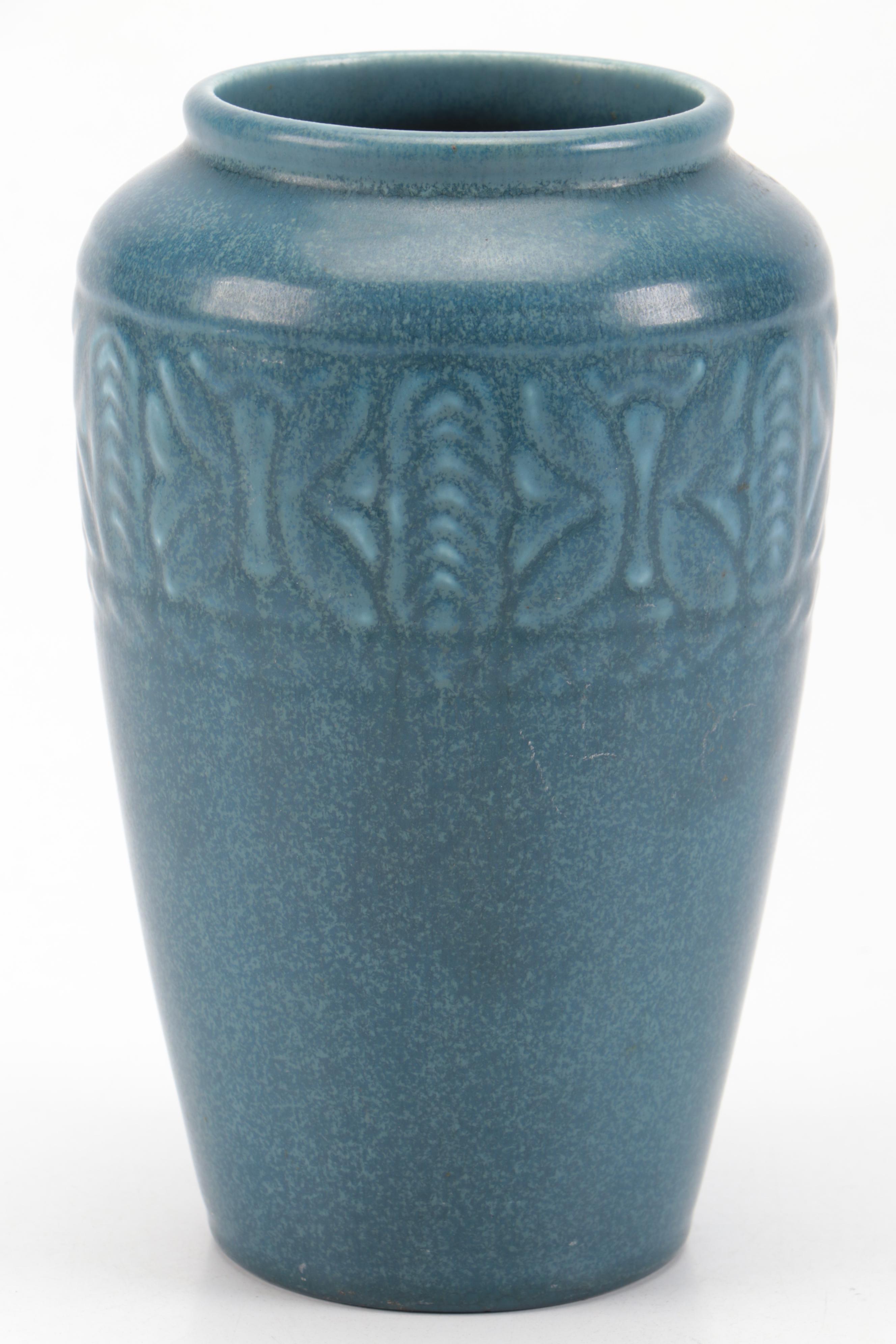 Rookwood Pottery Art Deco Blue Matte Butterfly Ceramic Vase