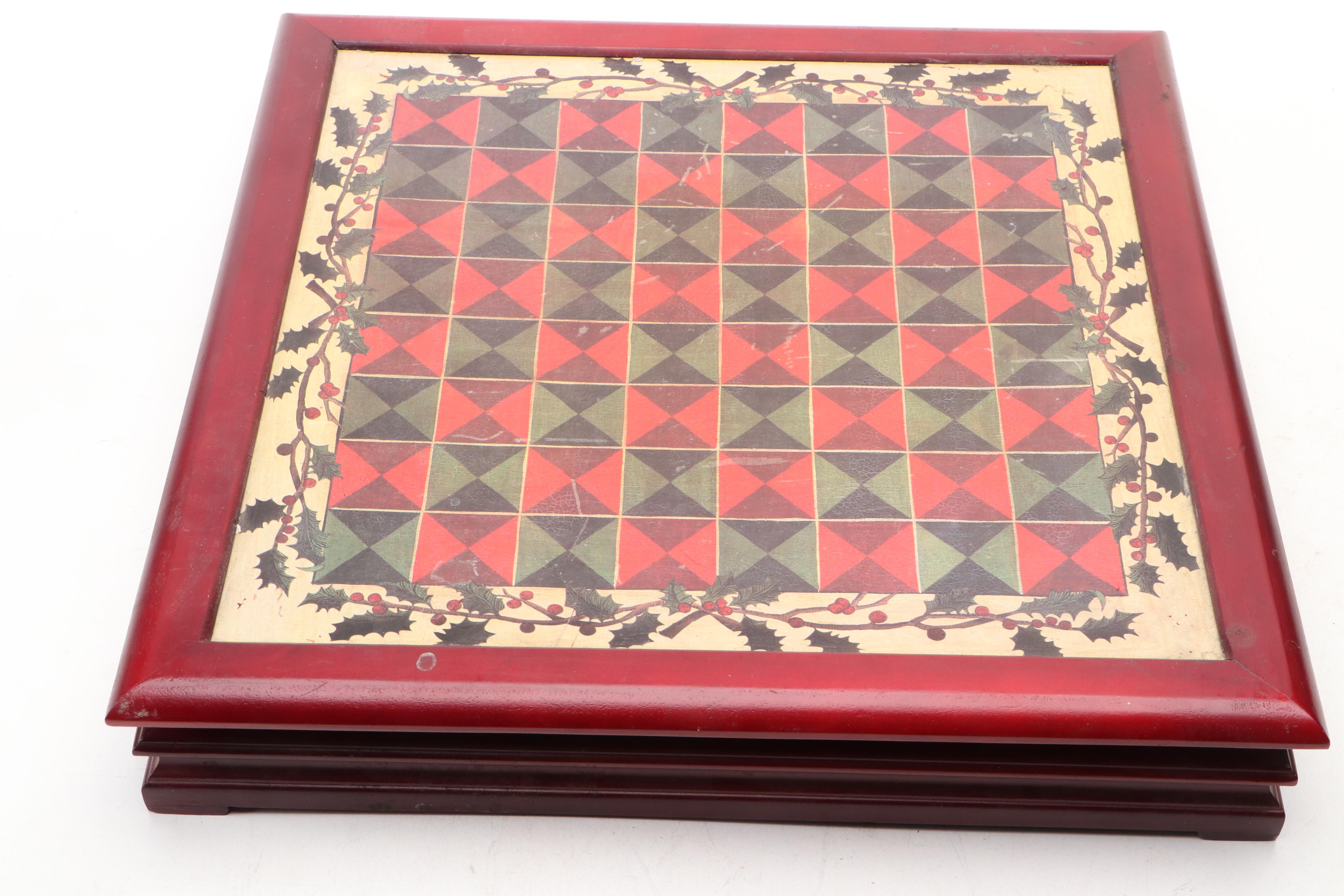 Christmas Themed Chess Set with Belsnickel Style and Other Figural Pieces