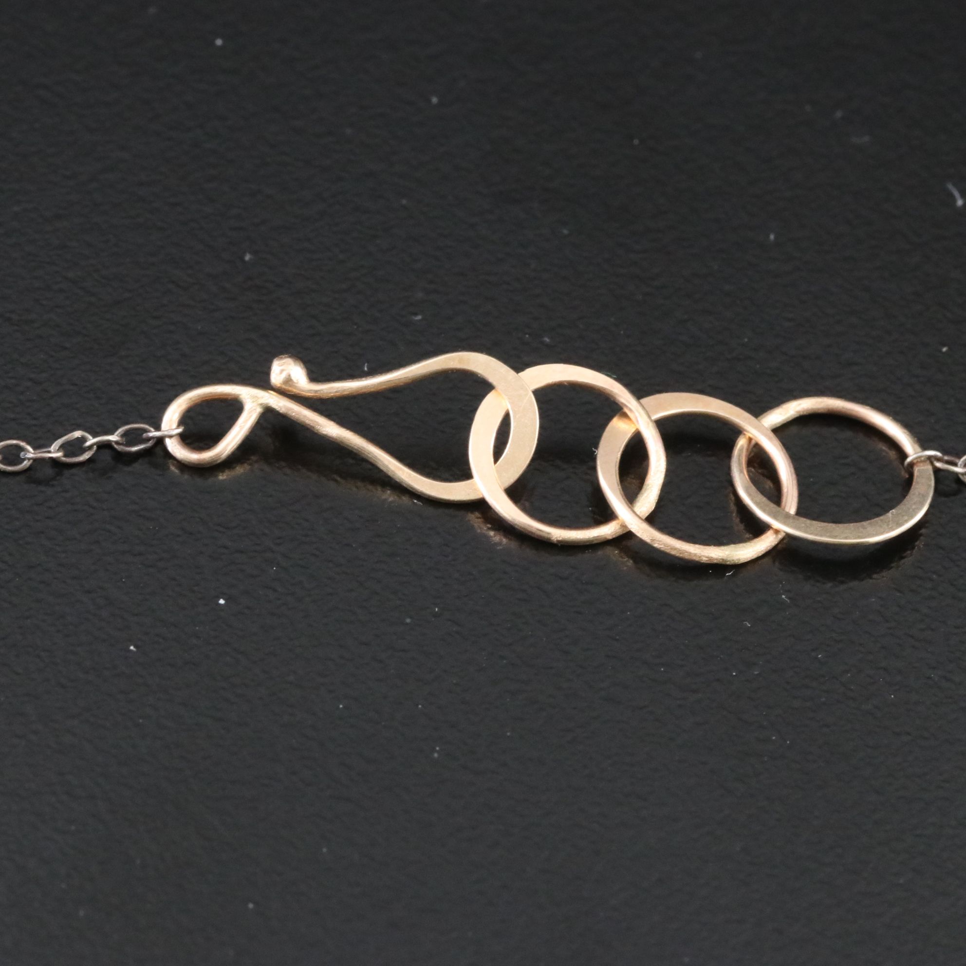 14K and 950 Silver Station Necklace with Dog Pendant