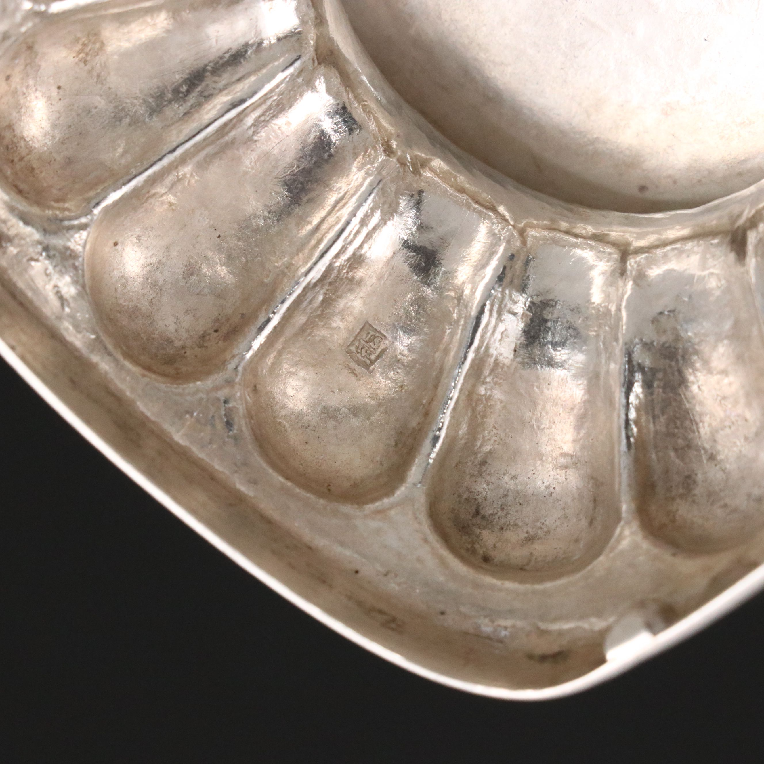 Dutch Sterling Lobed Tea Caddy on Pedestal Base, Mid-19th Century