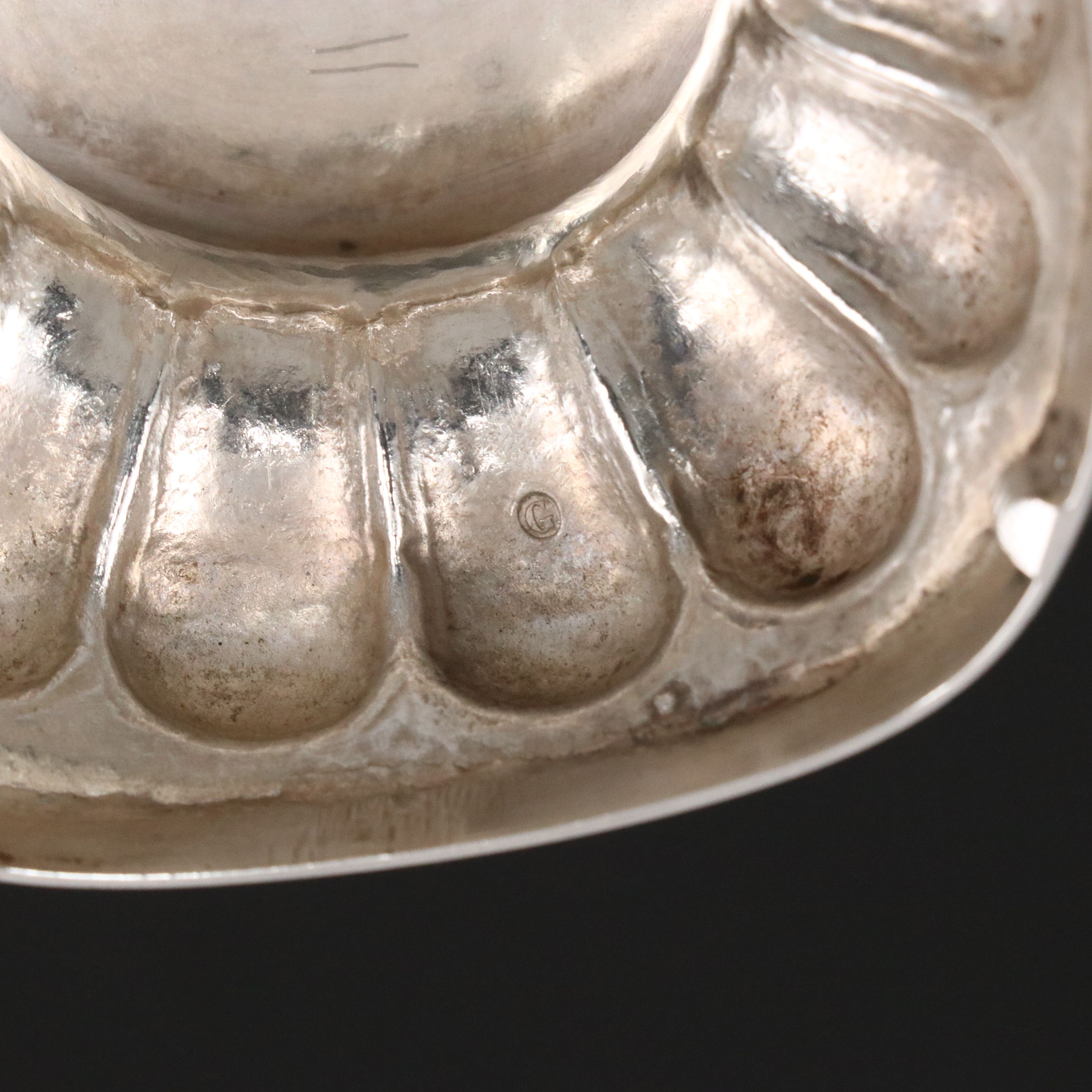 Dutch Sterling Lobed Tea Caddy on Pedestal Base, Mid-19th Century