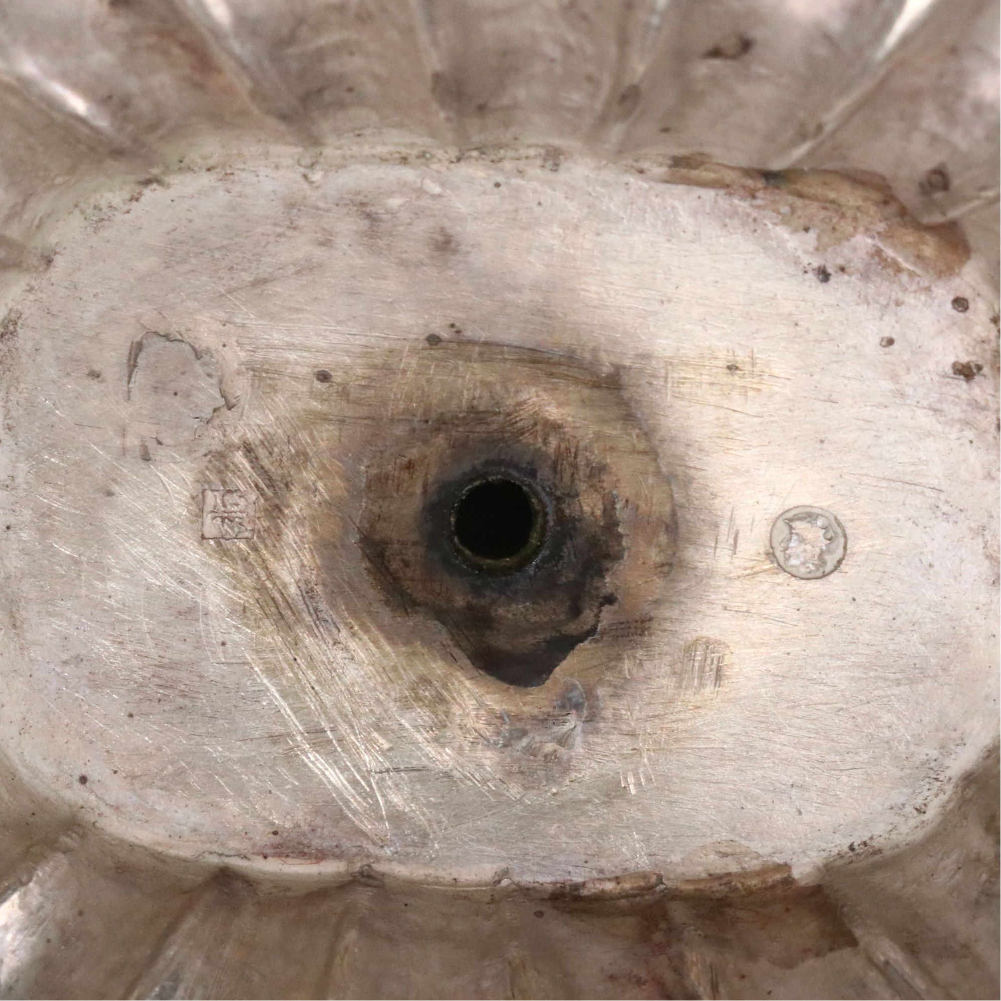 Dutch Sterling Lobed Tea Caddy on Pedestal Base, Mid-19th Century