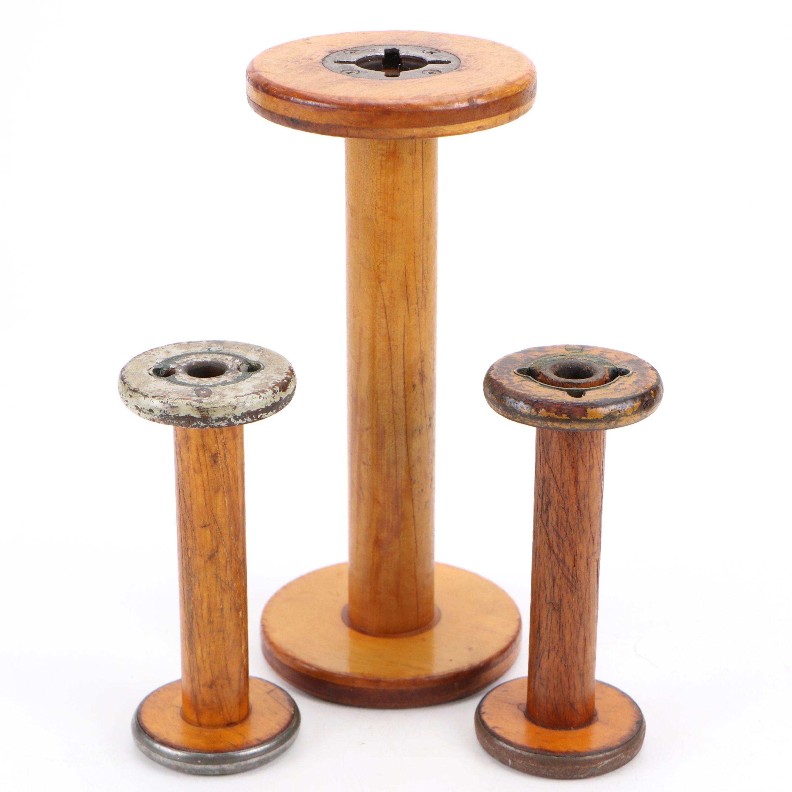 Industrial Wooden Yarn Spools, Early to Mid-20th Century