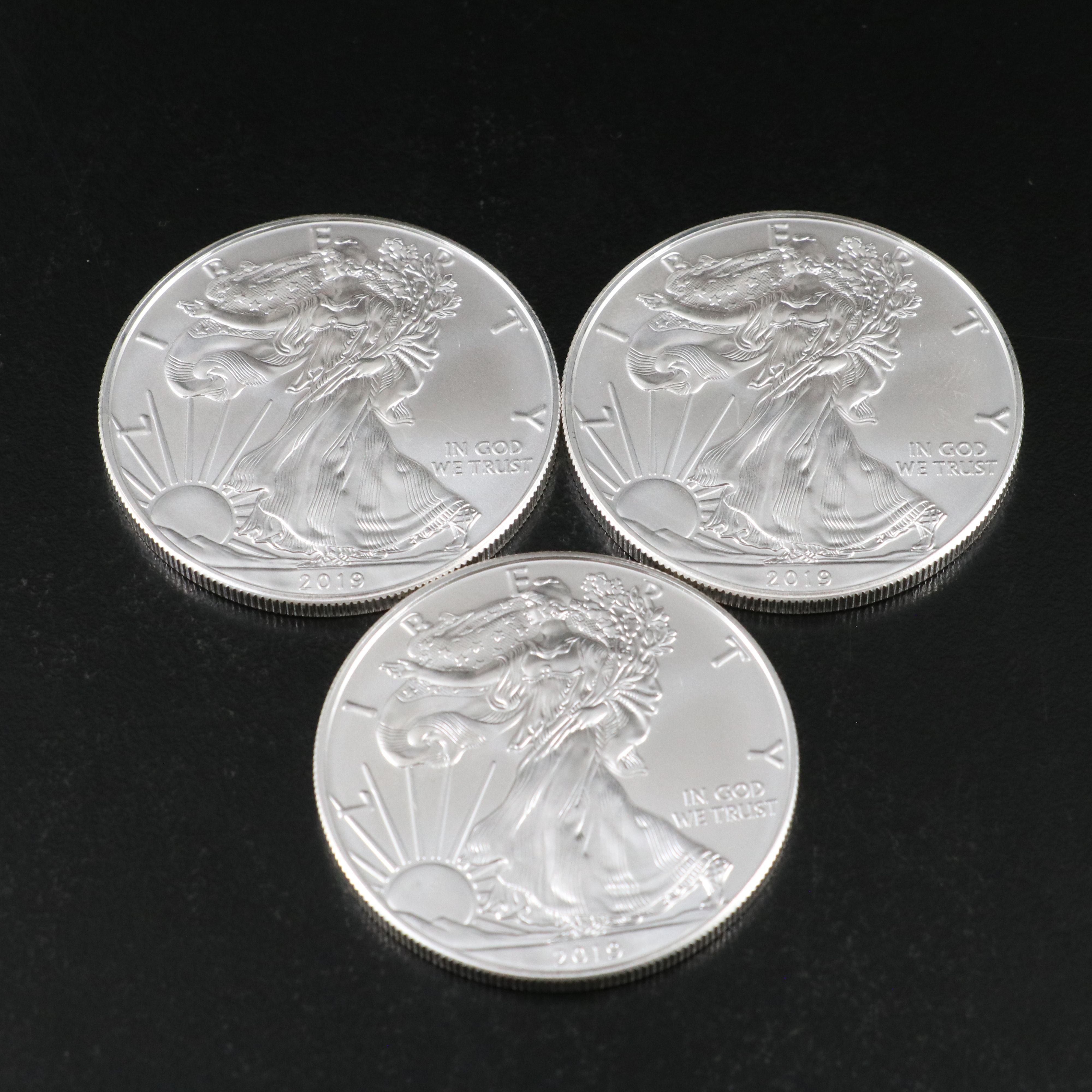 Three 2019 U.S. Silver Eagles